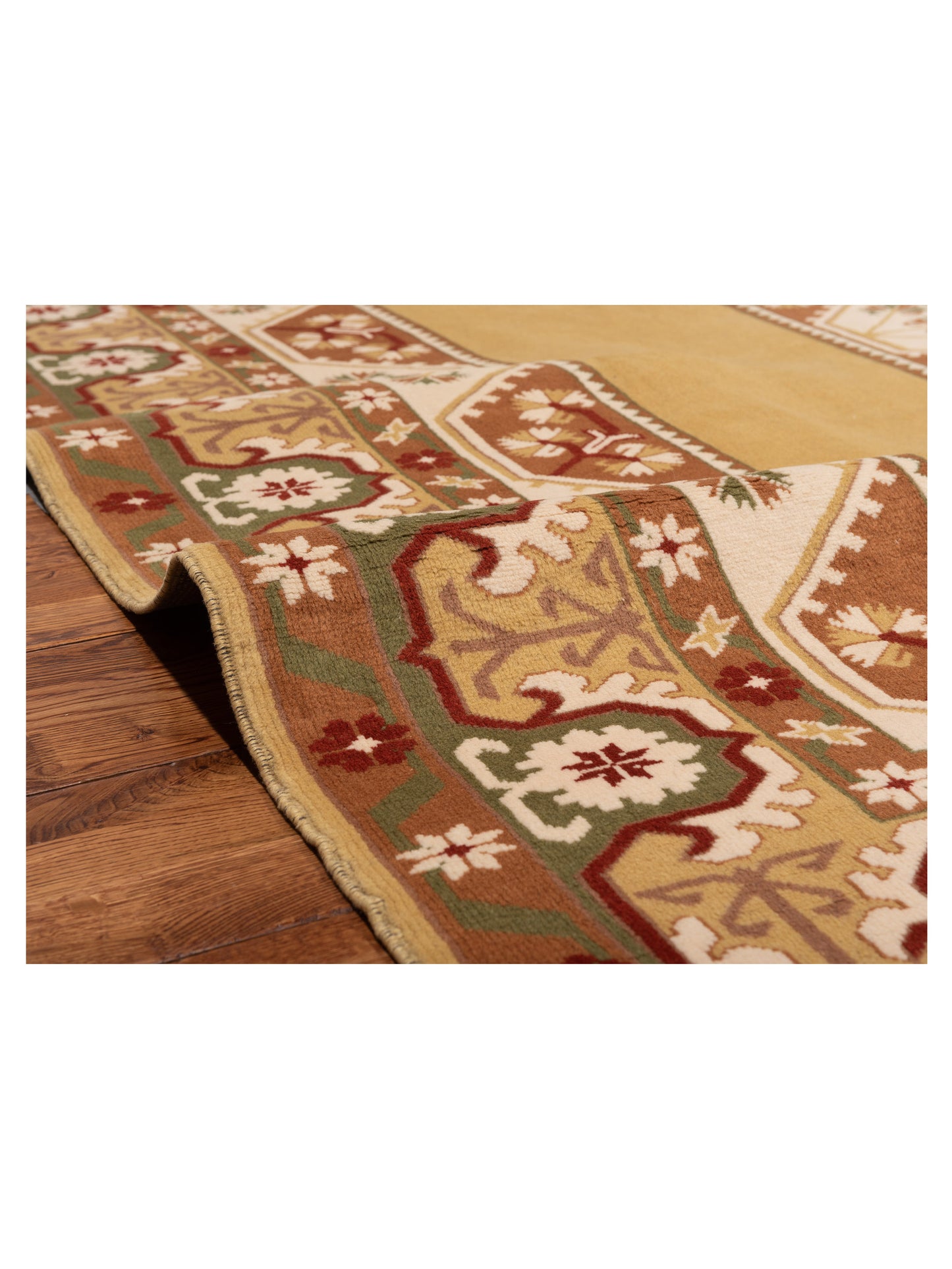 Milas 146107 Gold Brown 5.2x8.4 Hand Knotted Rug