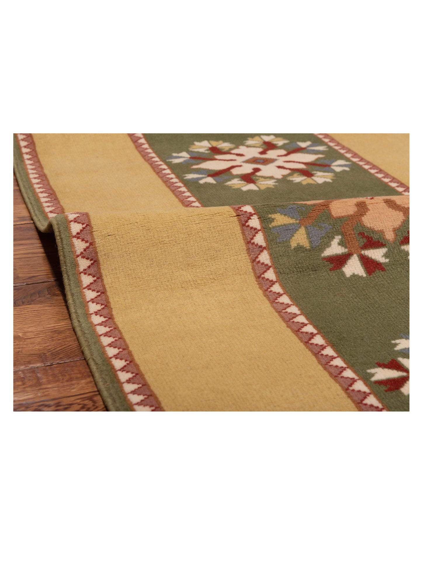 Milas 146110 Green Gold 2.9x10.5 Hand Knotted Rug