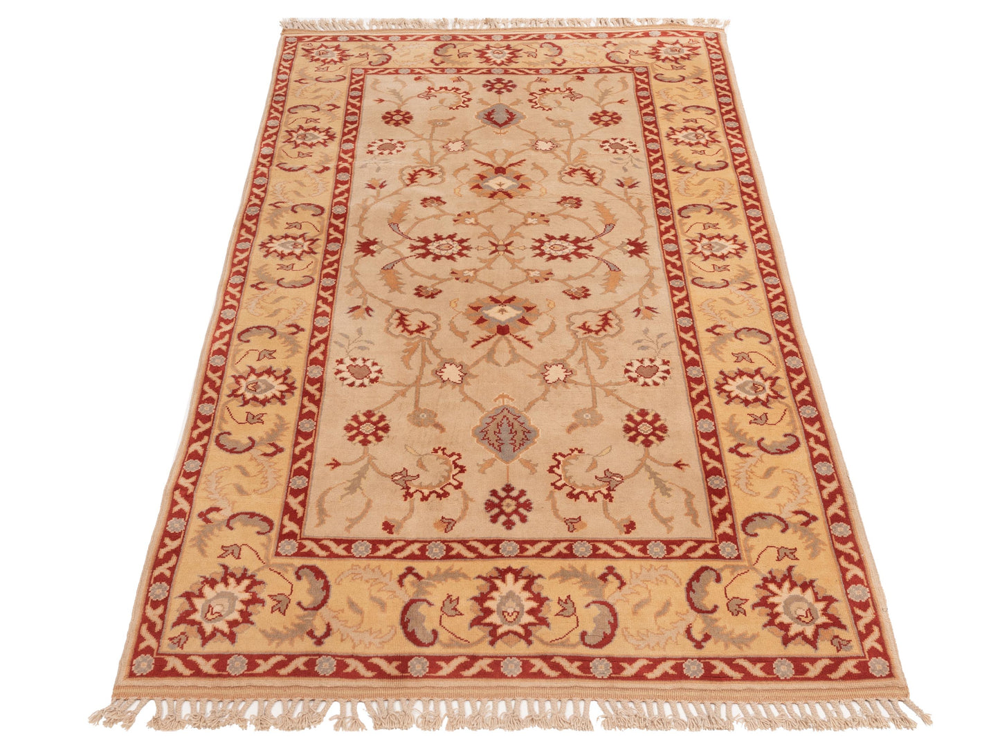 Milas 146113 Beige Gold 5.7x9.7 Hand Knotted Rug