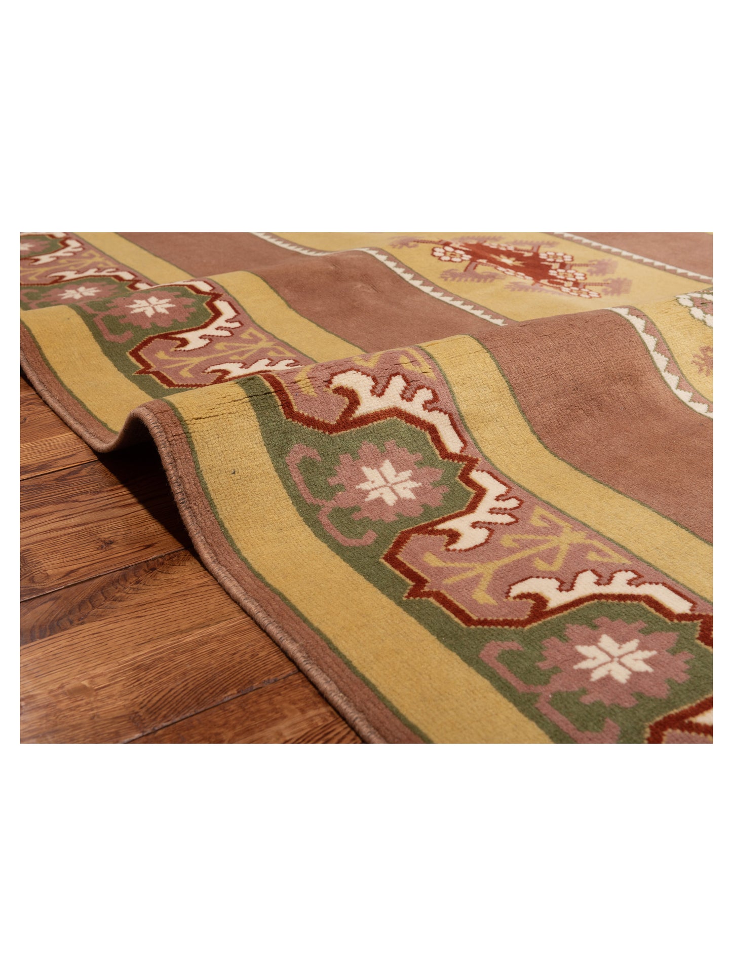 Milas 146114 Gold Green 5.2x8.5 Hand Knotted Rug