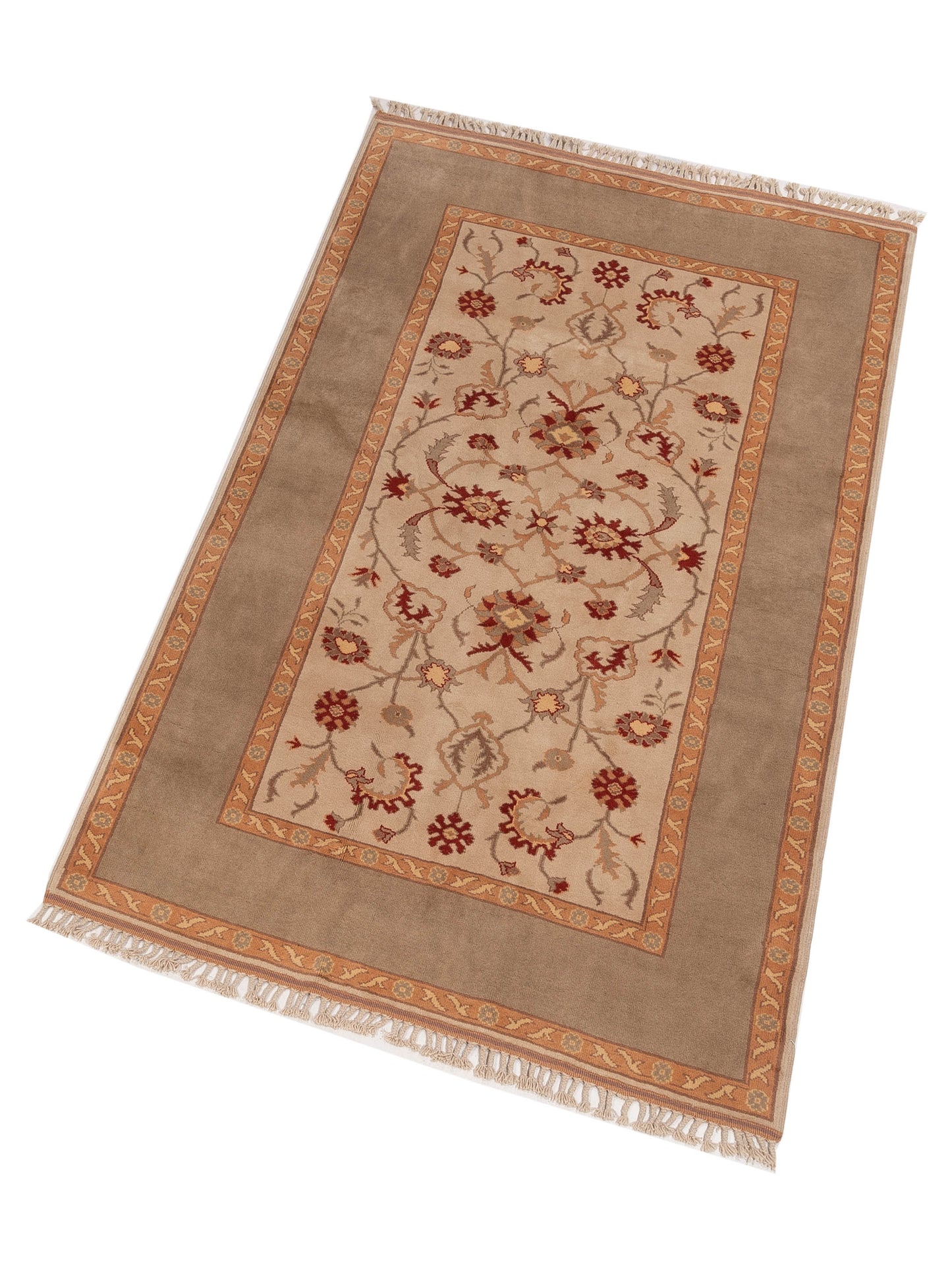 Milas 146115 Beige Brown 5.5x9 Hand Knotted Rug