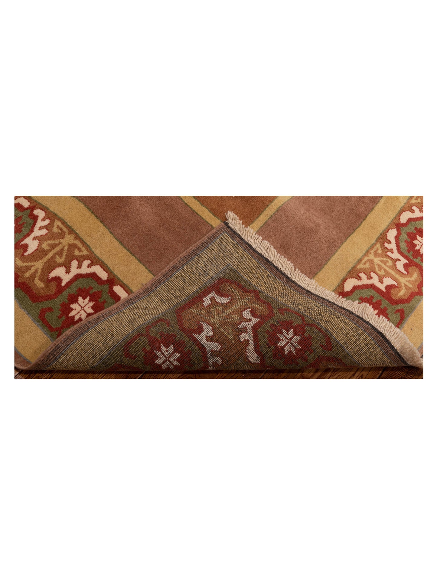 Milas 146116 Brown Green 5.2x8.3 Hand Knotted Rug