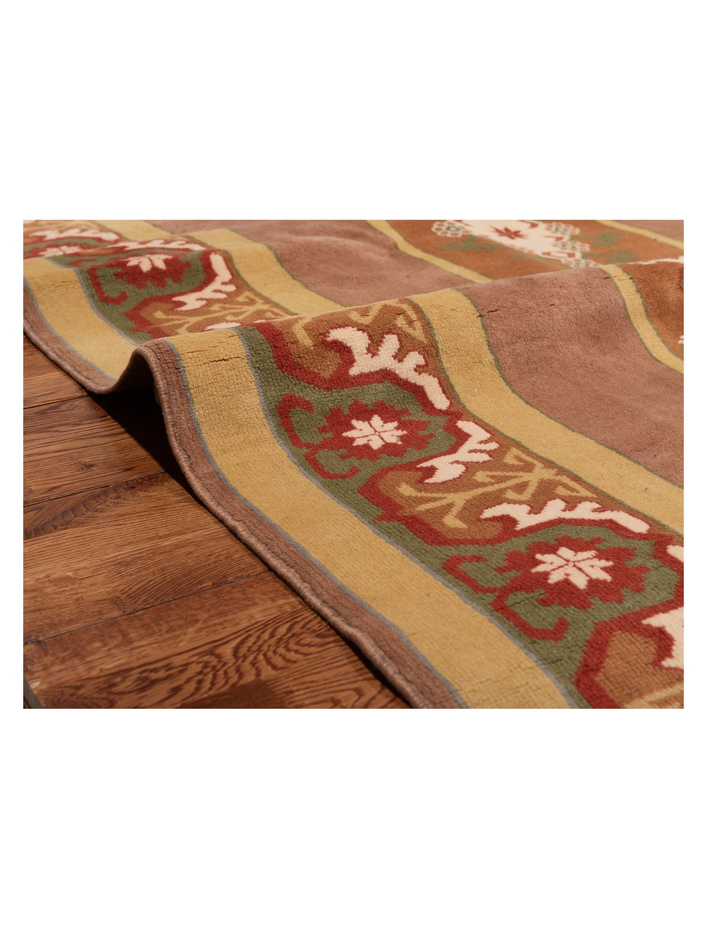 Milas 146116 Brown Green 5.2x8.3 Hand Knotted Rug