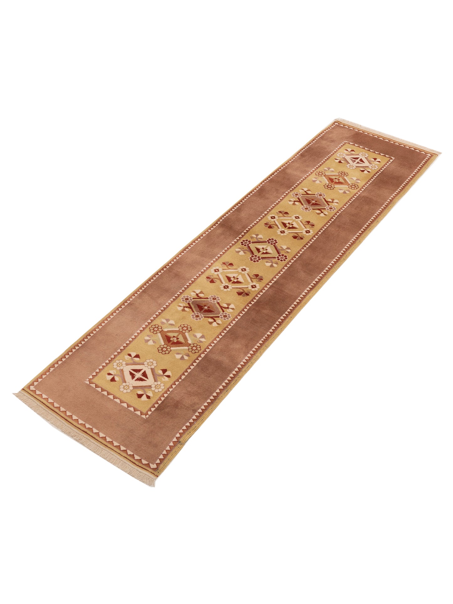 Milas 146125 Gold Brown 2.8x10 Hand Knotted Rug