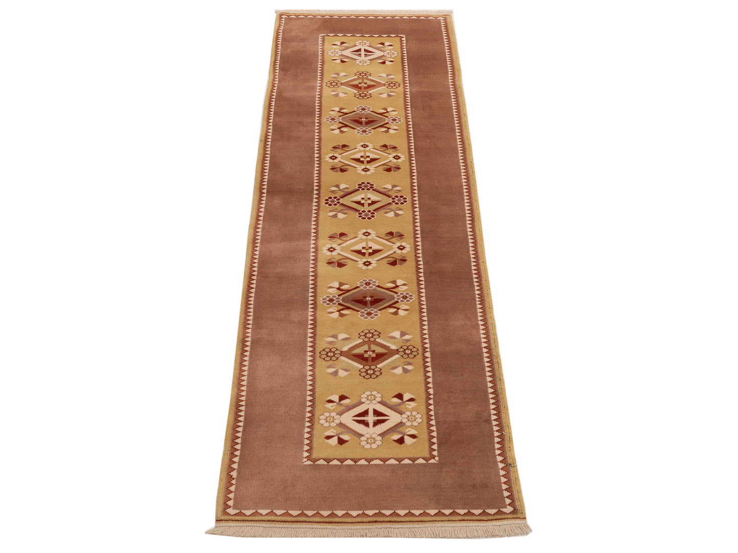 Milas 146125 Gold Brown 2.8x10 Hand Knotted Rug