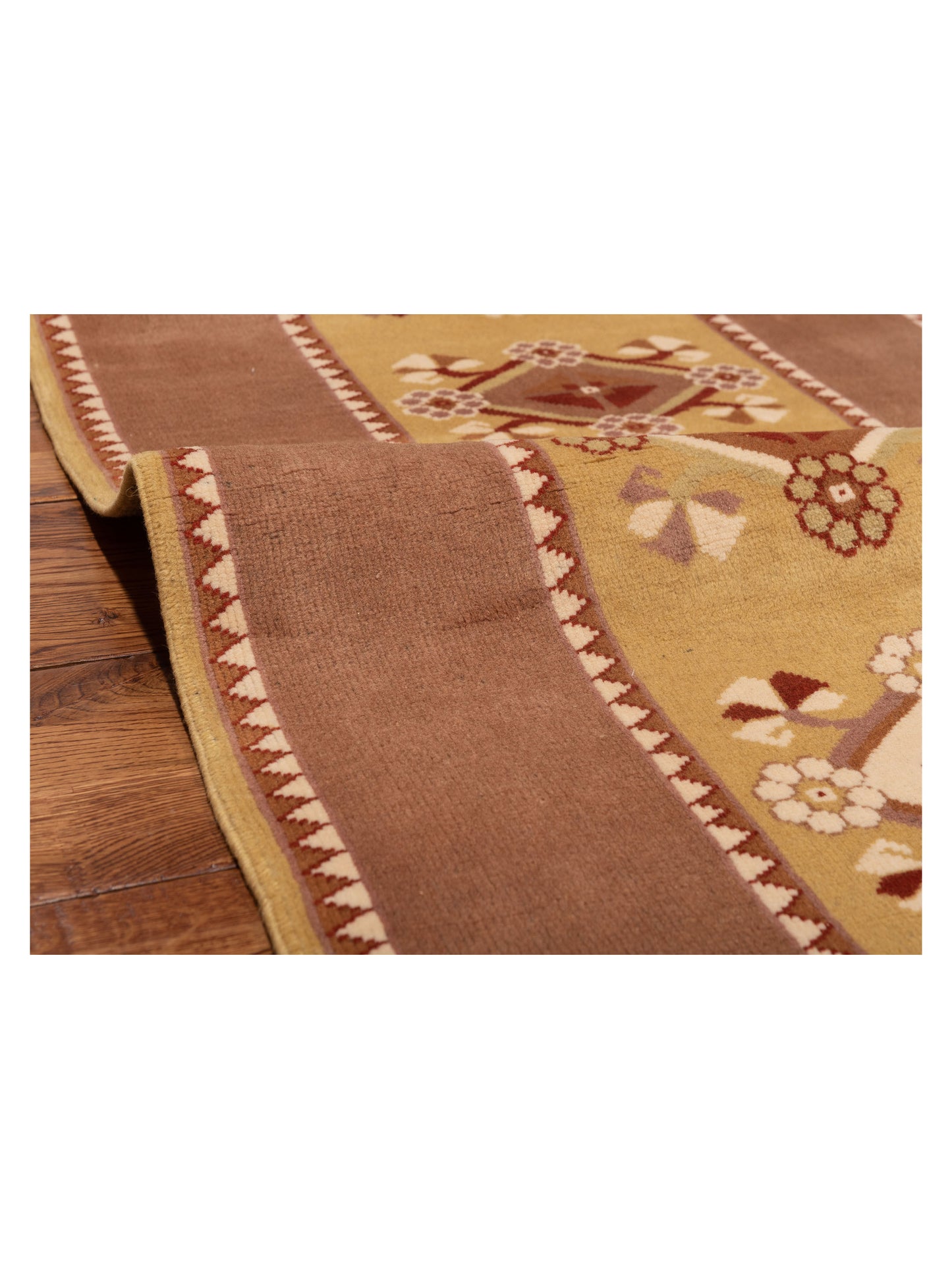 Milas 146125 Gold Brown 2.8x10 Hand Knotted Rug