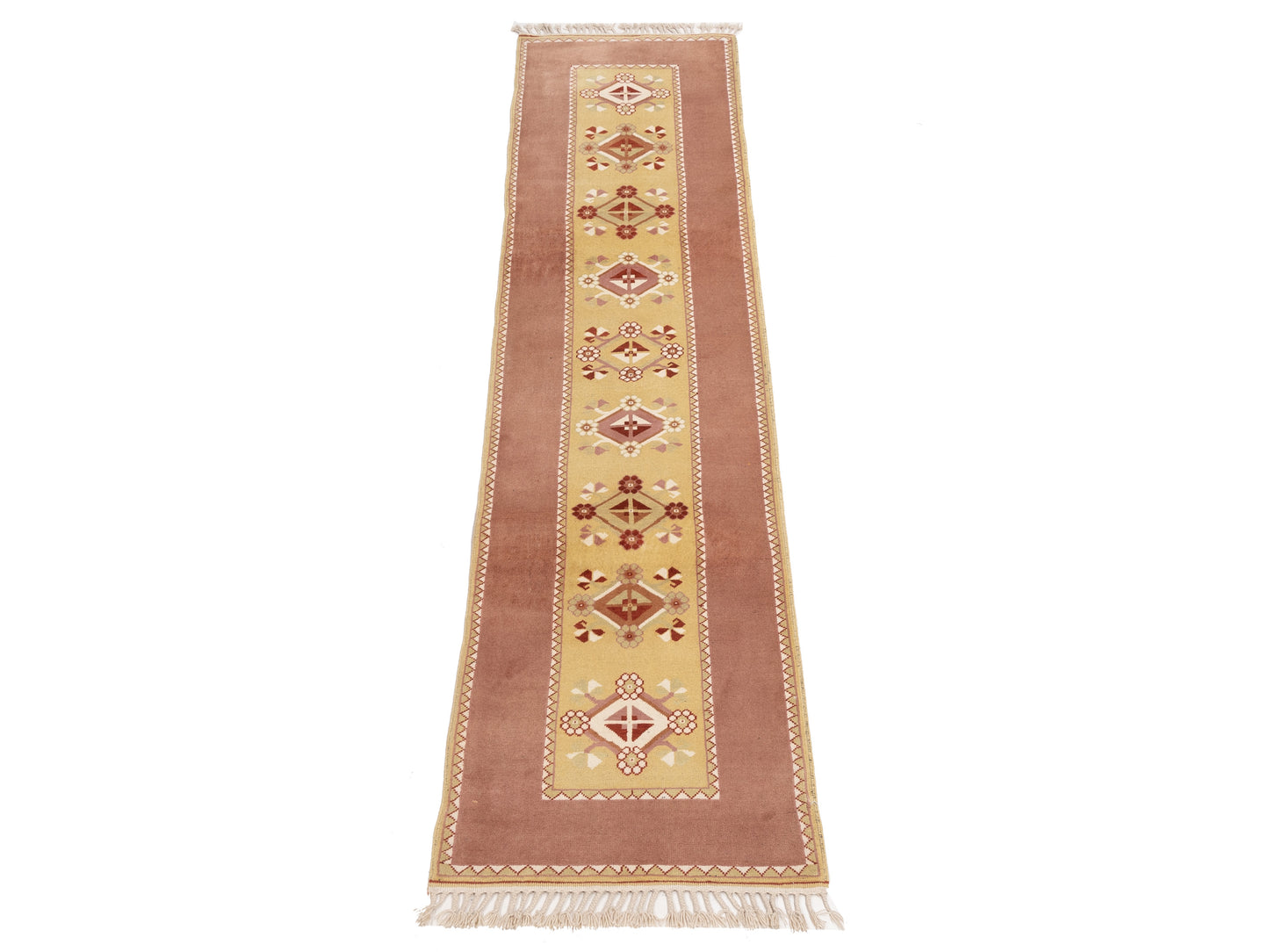 Milas 146127 Gold Brown 2.9x10.8 Hand Knotted Rug