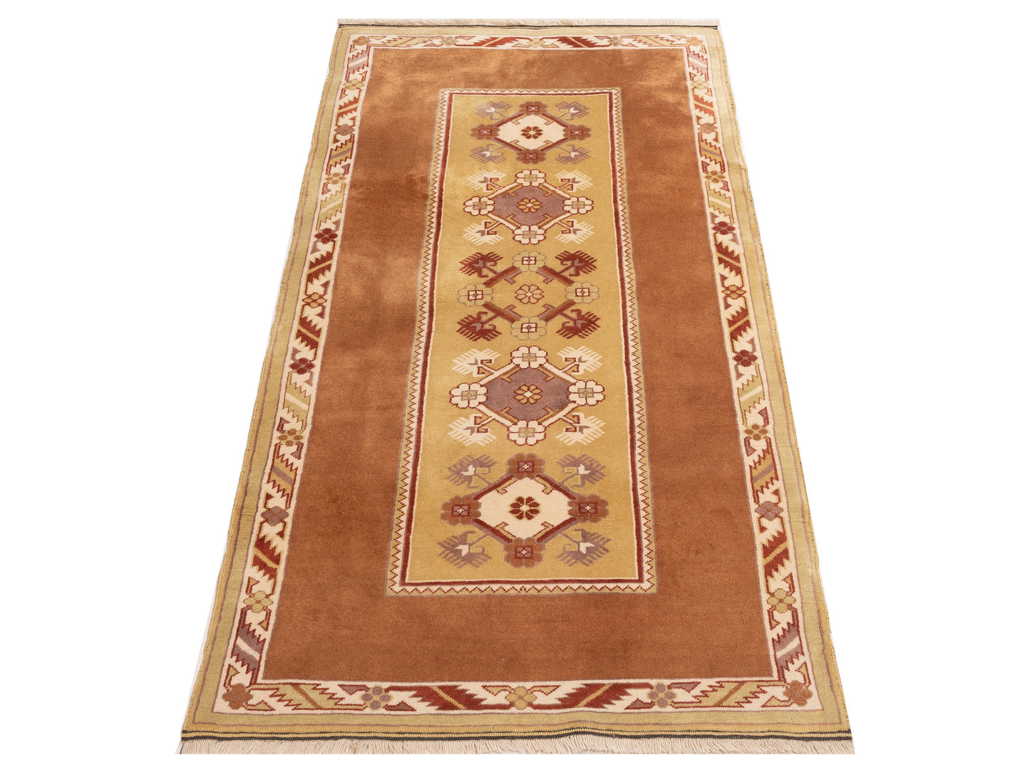 Milas 146133 Gold Brown 3.10x7.10 Hand Knotted Rug