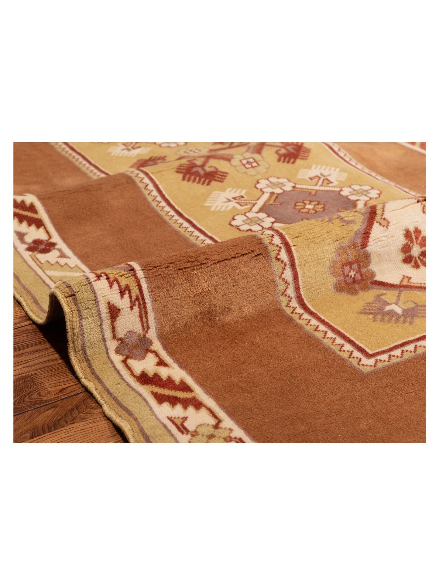 Milas 146133 Gold Brown 3.10x7.10 Hand Knotted Rug