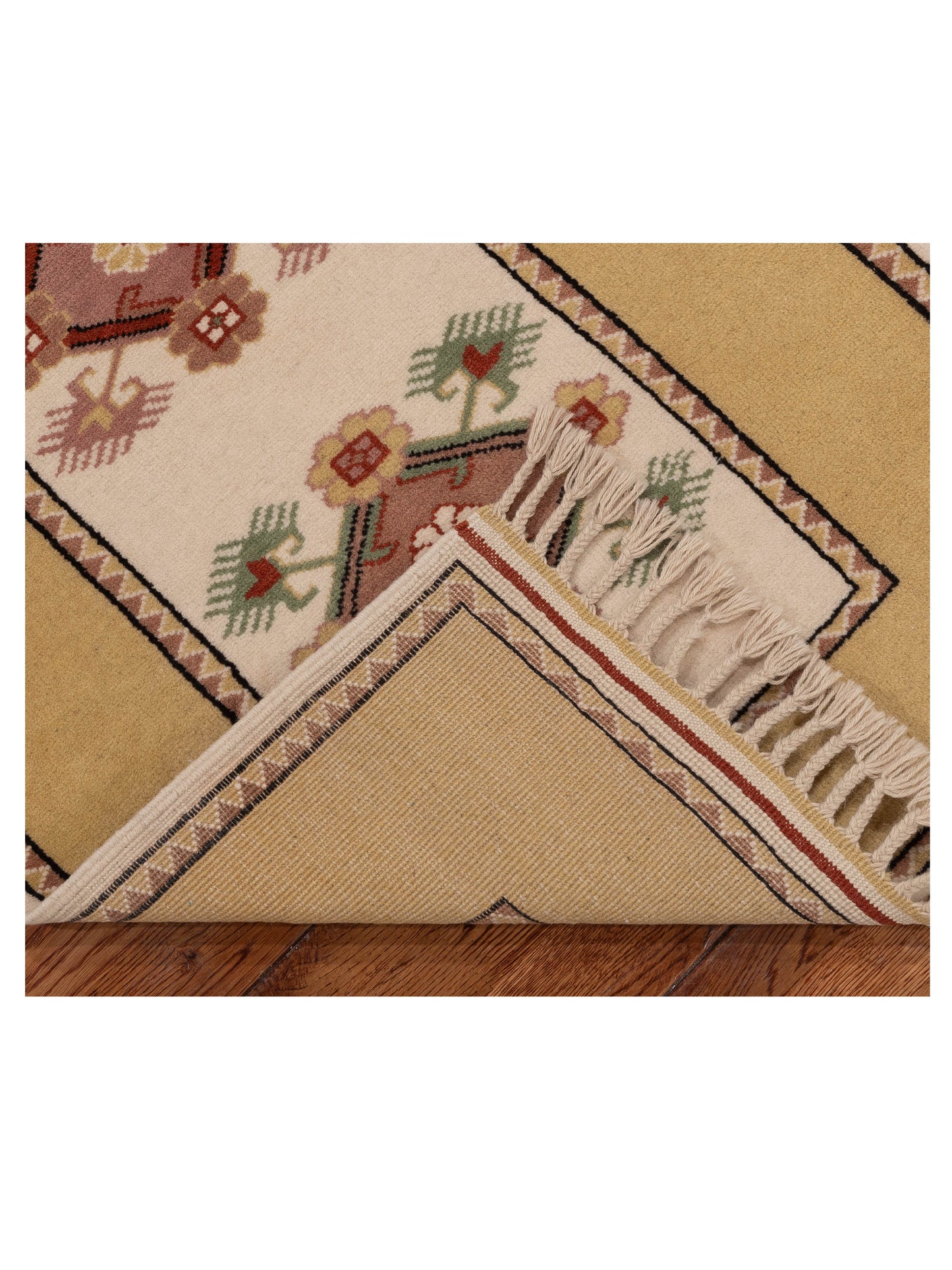 Milas 146142 Ivory Gold 2.7x9.5 Hand Knotted Rug