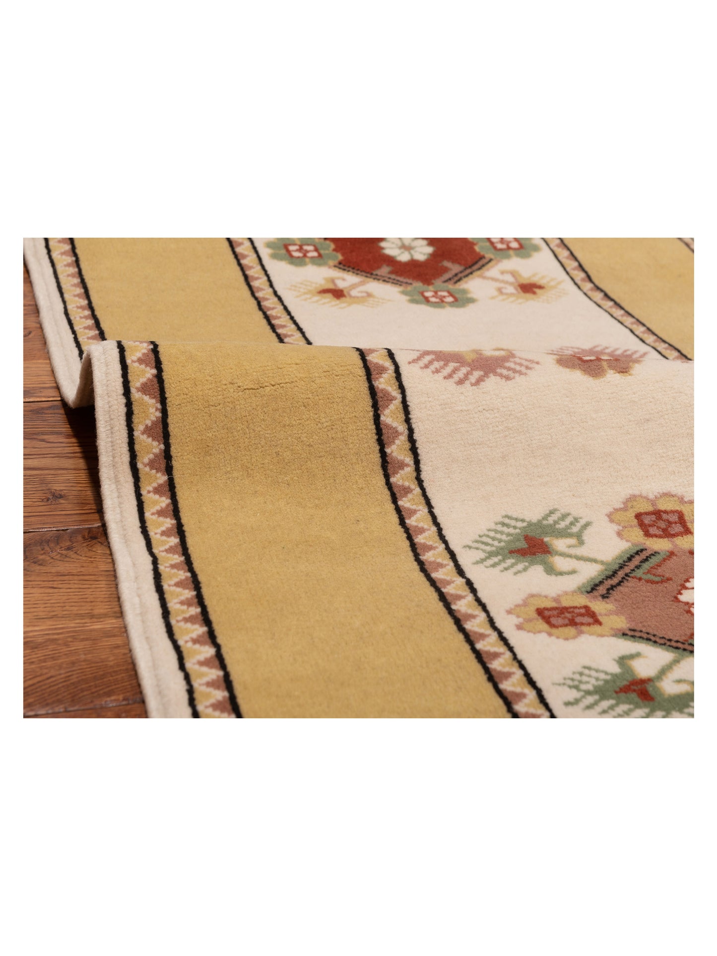 Milas 146142 Ivory Gold 2.7x9.5 Hand Knotted Rug