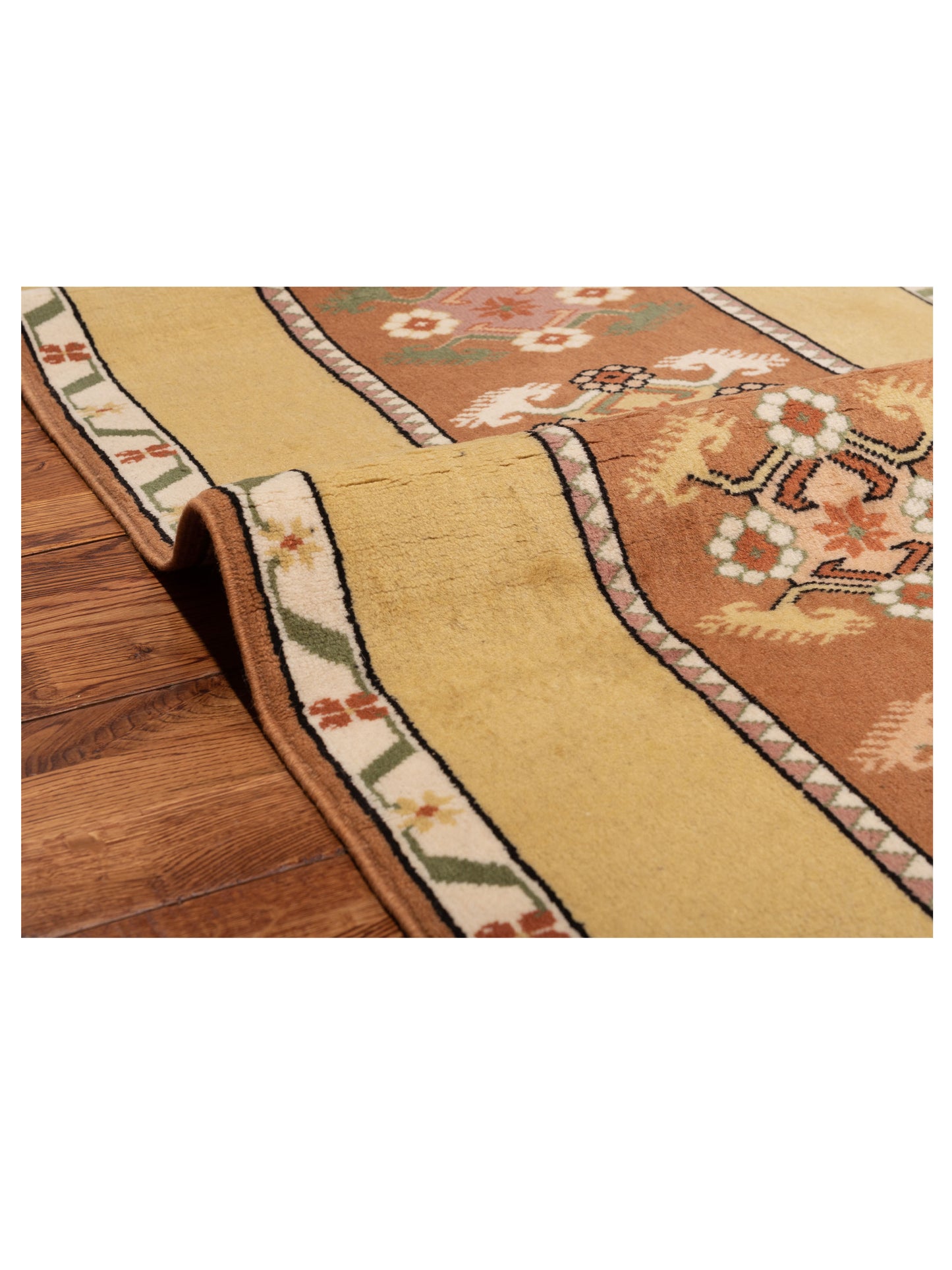 Milas 146145 Brown Gold 2.9x9.5 Hand Knotted Rug