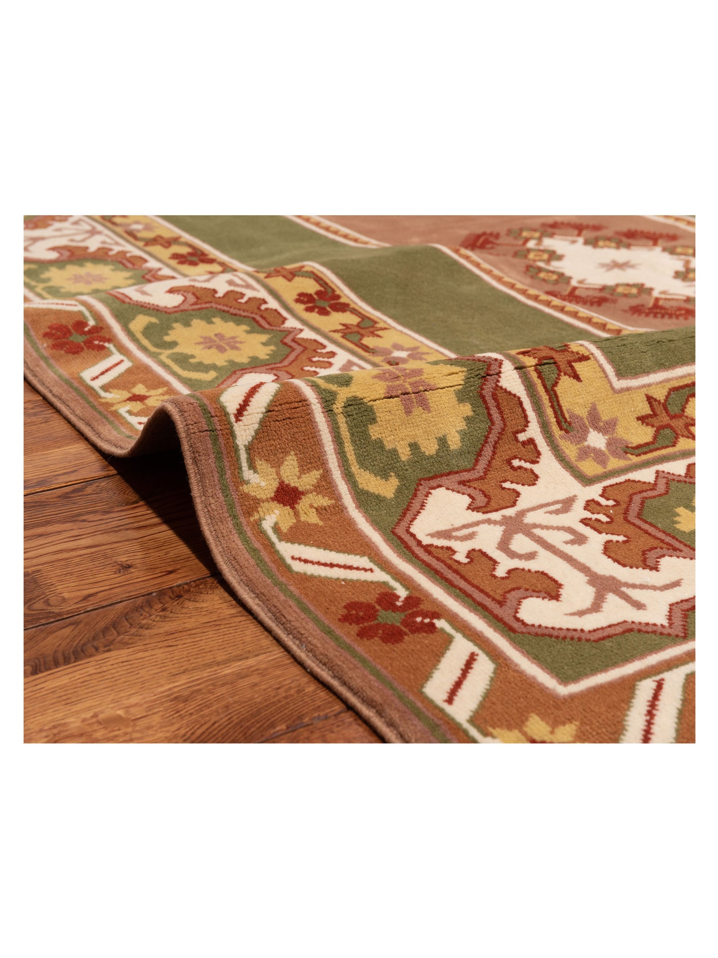 Milas 146148 Brown Green 6.7x10.11 Hand Knotted Rug