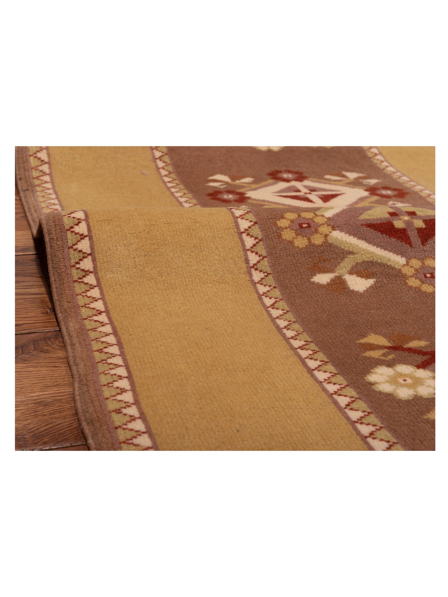 Milas 146149 Brown Gold 2.10x9.8 Hand Knotted Rug