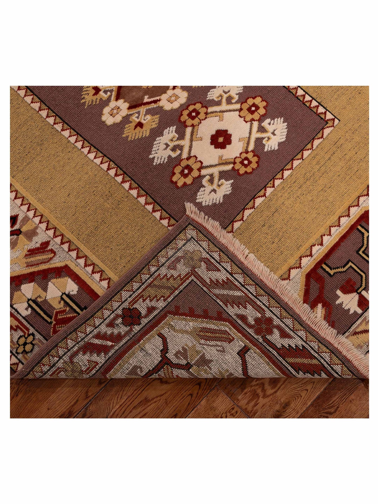 Milas 146152 Purple Gold 5.7x8.4 Hand Knotted Rug