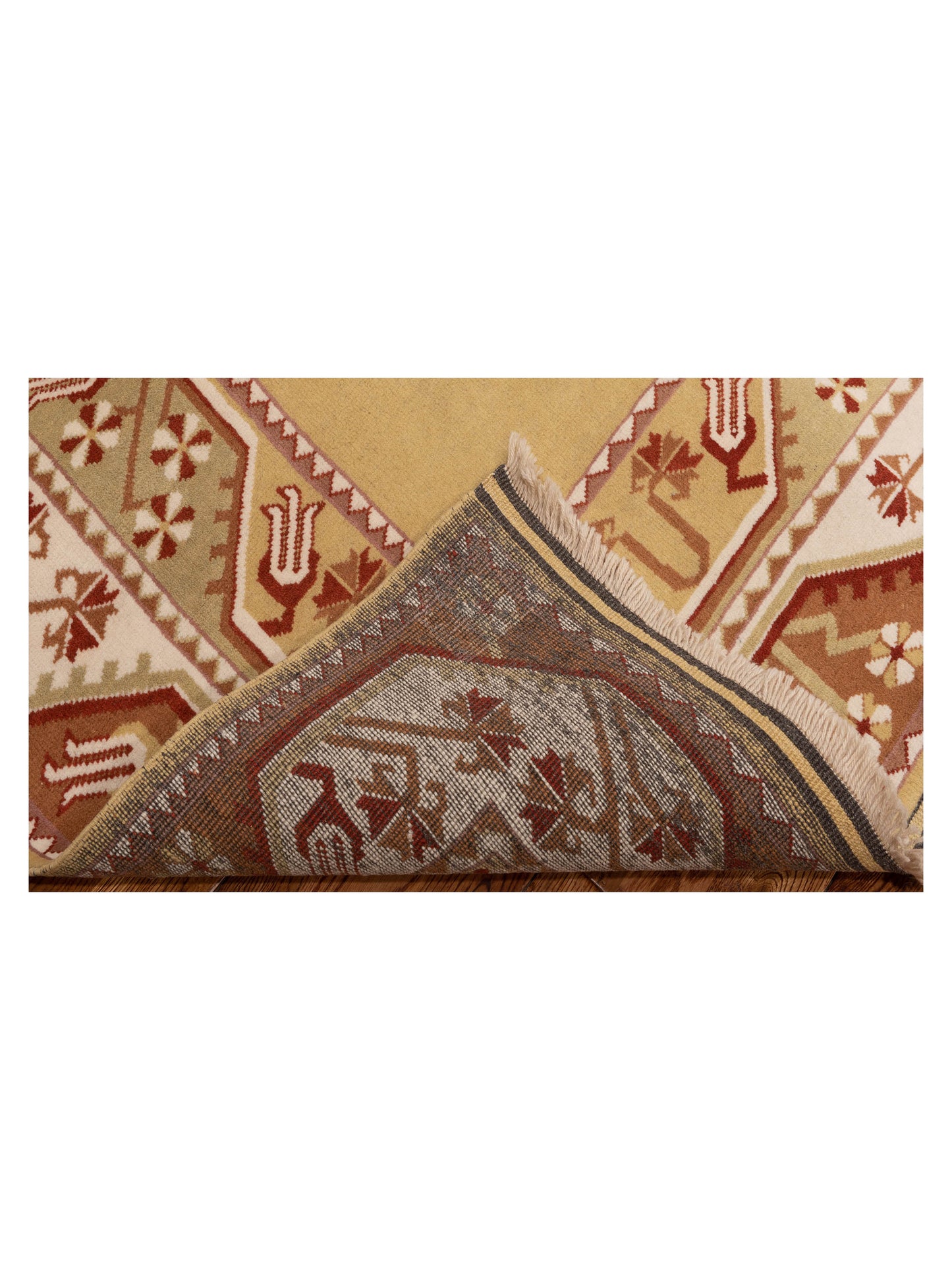 Milas 146167 Gold Ivory 3.9x6.8 Hand Knotted Rug