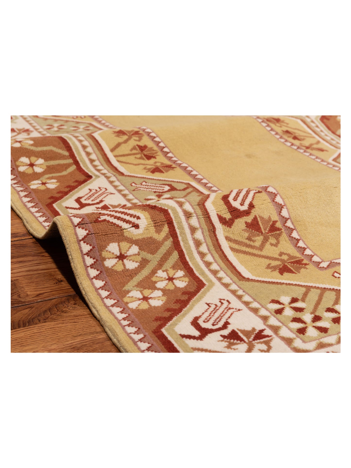 Milas 146167 Gold Ivory 3.9x6.8 Hand Knotted Rug
