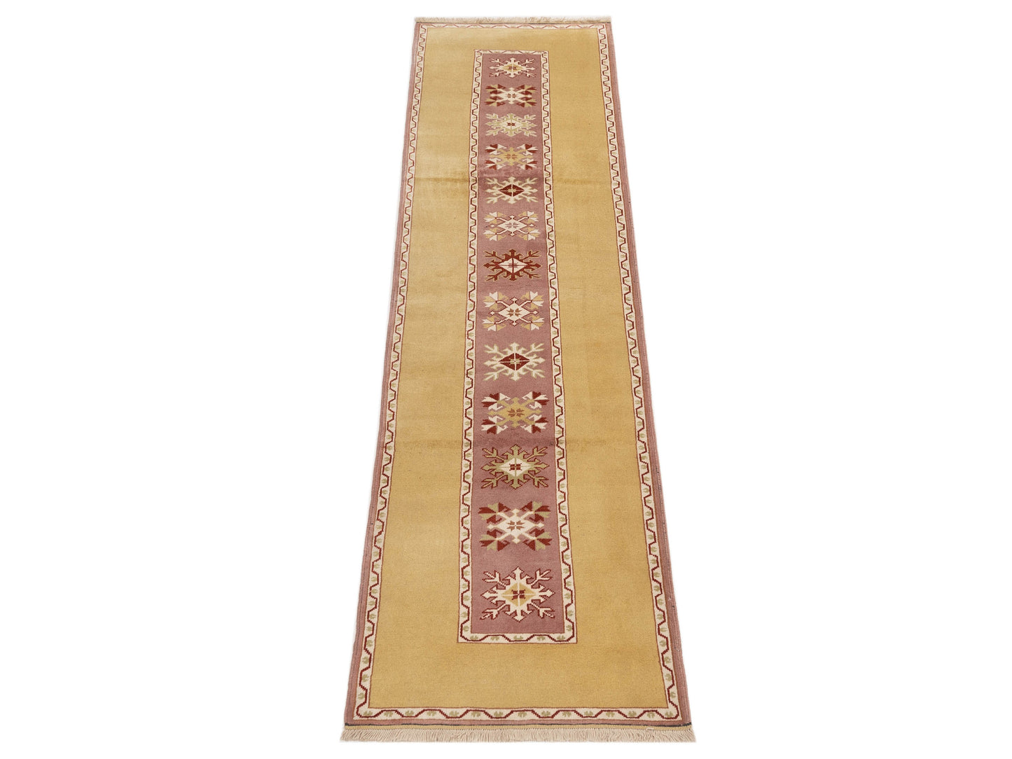 Milas 146170 Purple Gold 2.10x10.5 Hand Knotted Rug