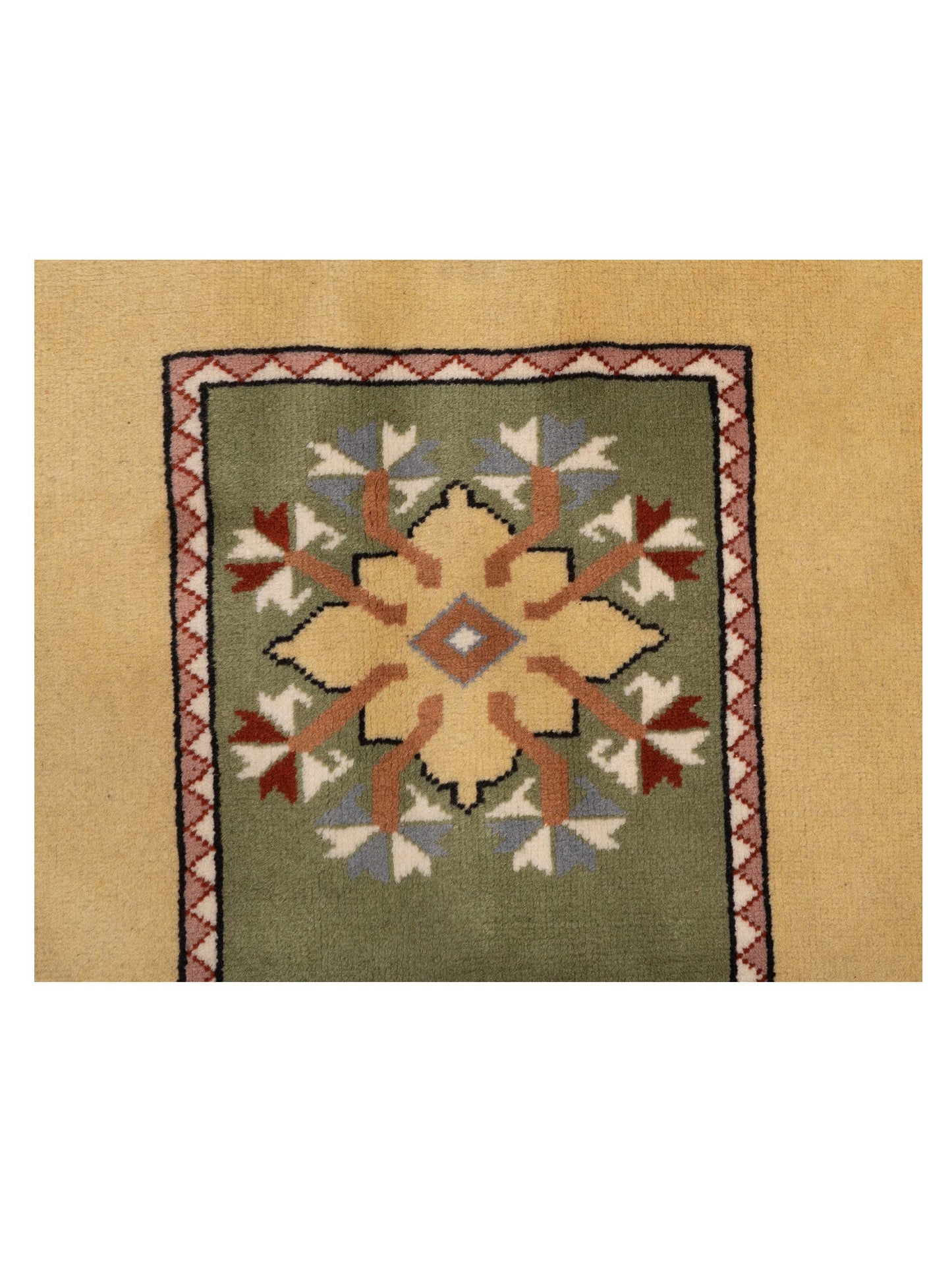 Milas 146171 Green Gold 2.10x10.4 Hand Knotted Rug