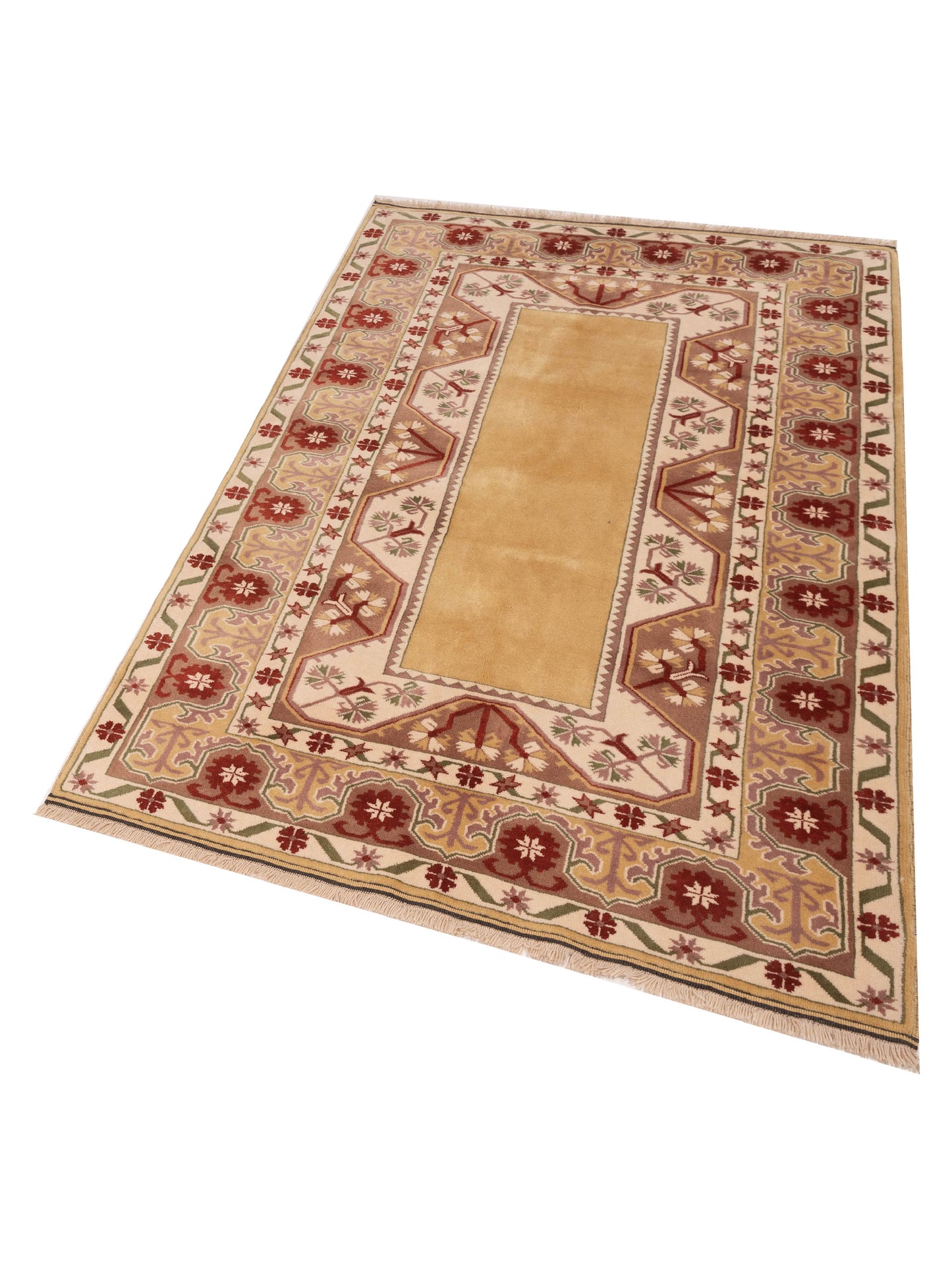 Milas 146177 Gold Purple 5.3x8.4 Hand Knotted Rug