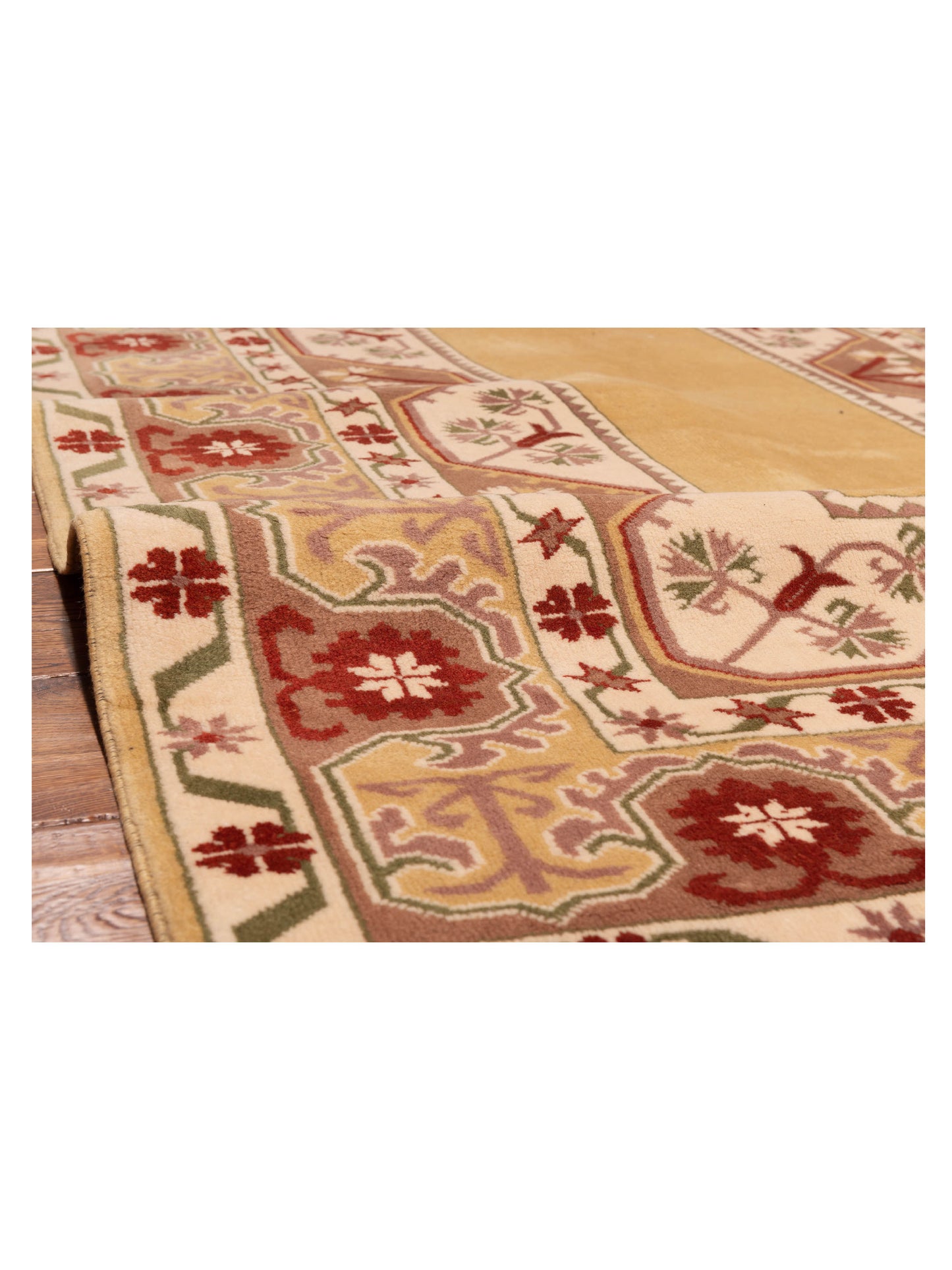 Milas 146177 Gold Purple 5.3x8.4 Hand Knotted Rug