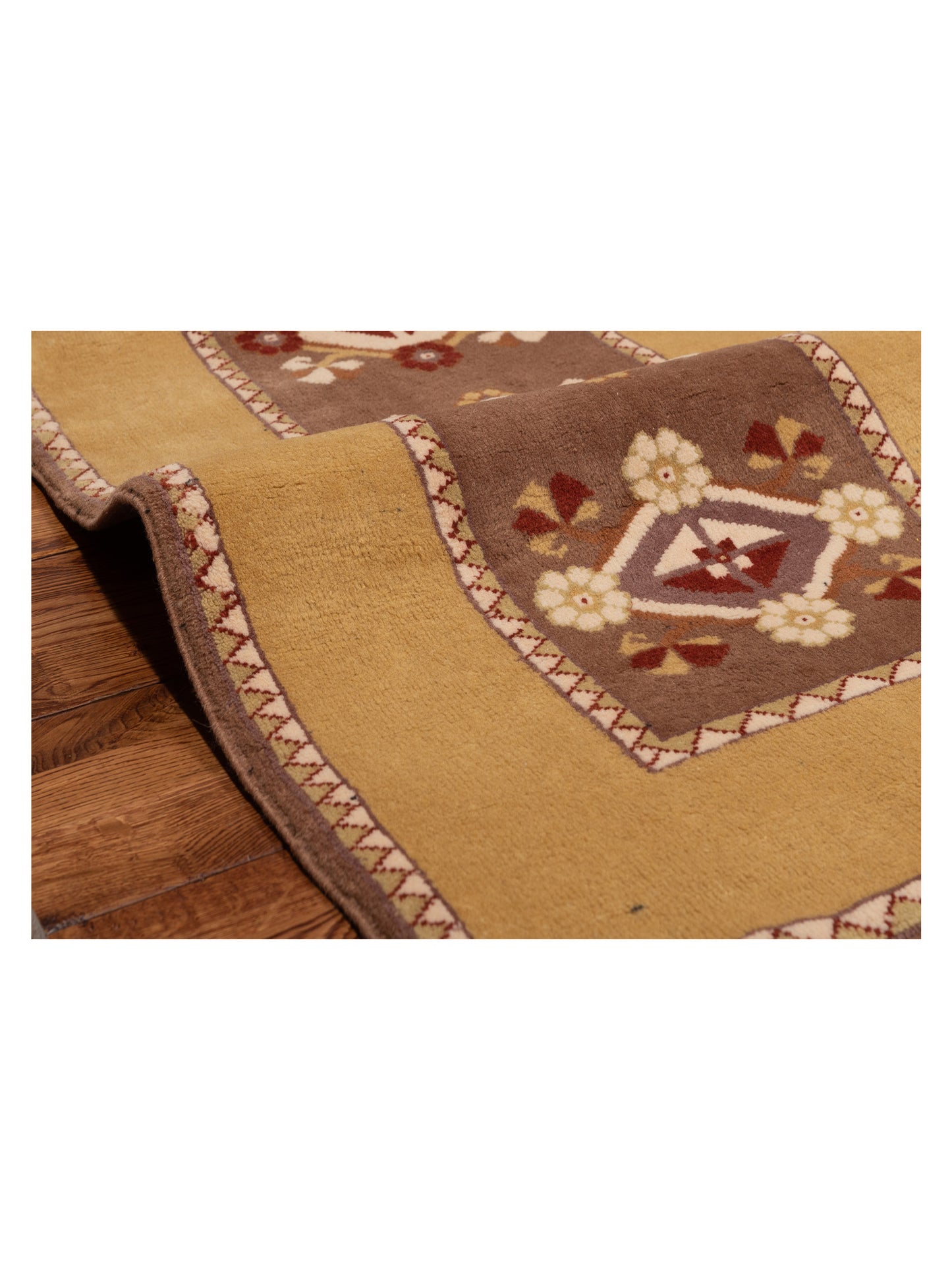 Milas 146181 Brown Gold 2.9x10.3 Hand Knotted Rug
