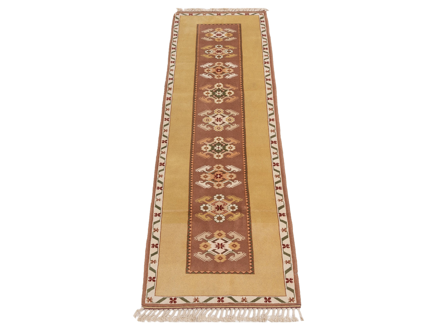Milas 146184 Brown Gold 2.9x9.3 Hand Knotted Rug