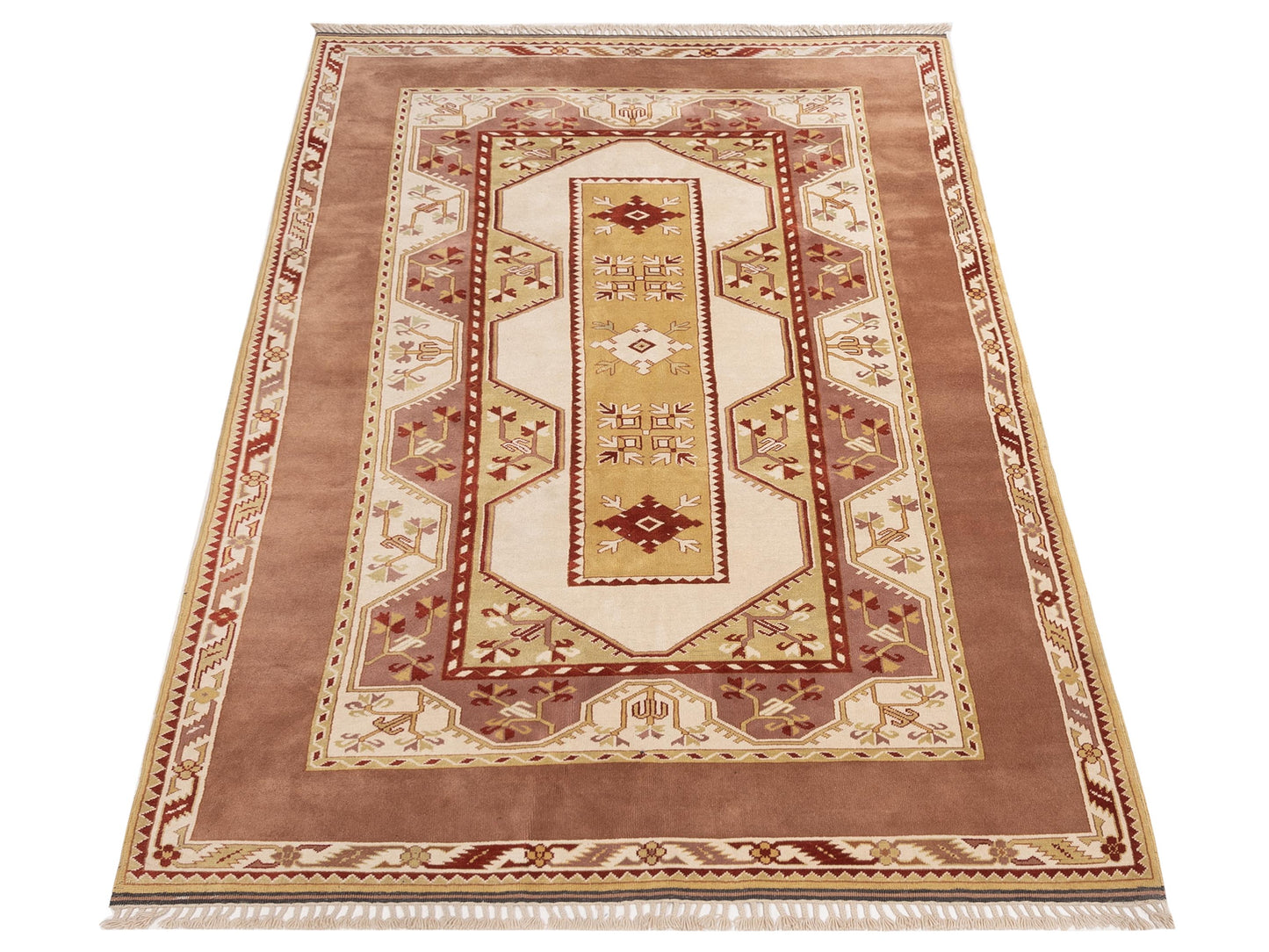 Milas 146190 Ivory Brown 6.1x11.4 Hand Knotted Rug