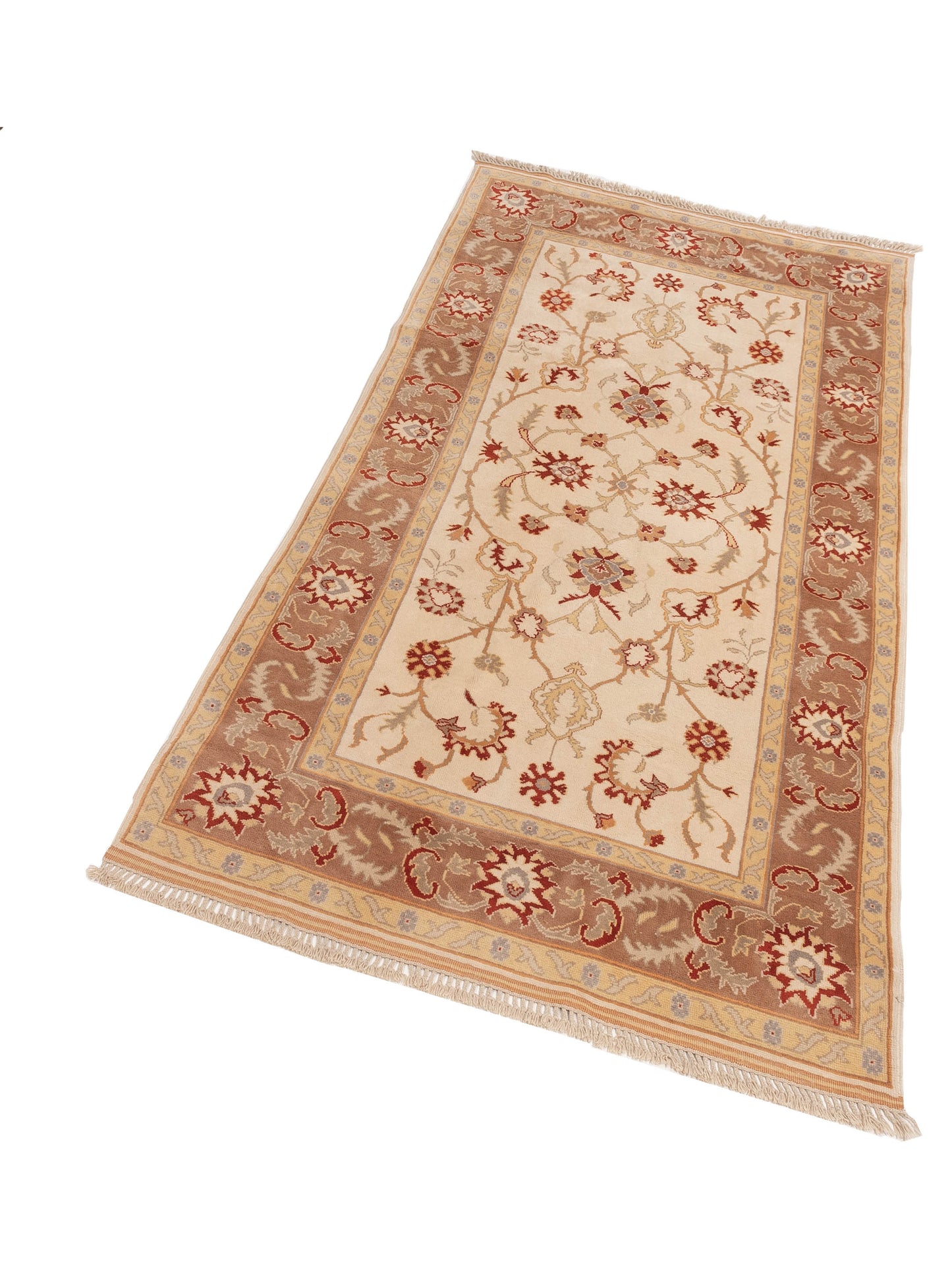 Milas 146191 Ivory Brown 5.3x10.6 Hand Knotted Rug