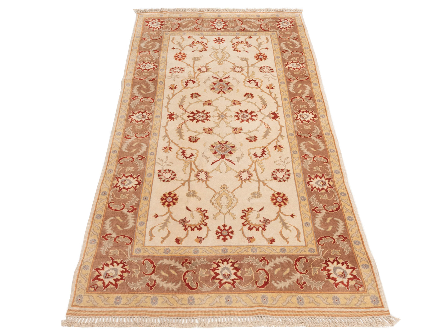 Milas 146191 Ivory Brown 5.3x10.6 Hand Knotted Rug