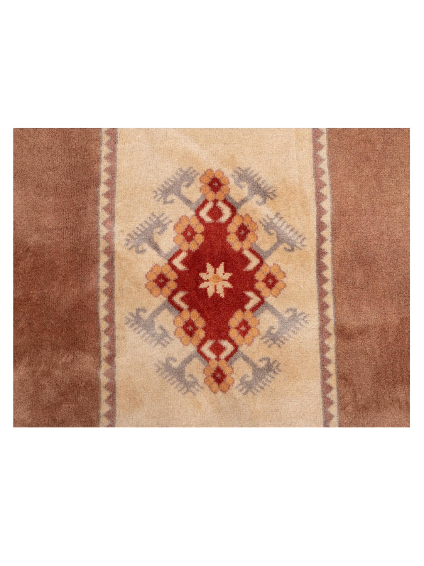 Milas 146193 Ivory Brown 5.3x8.1 Hand Knotted Rug