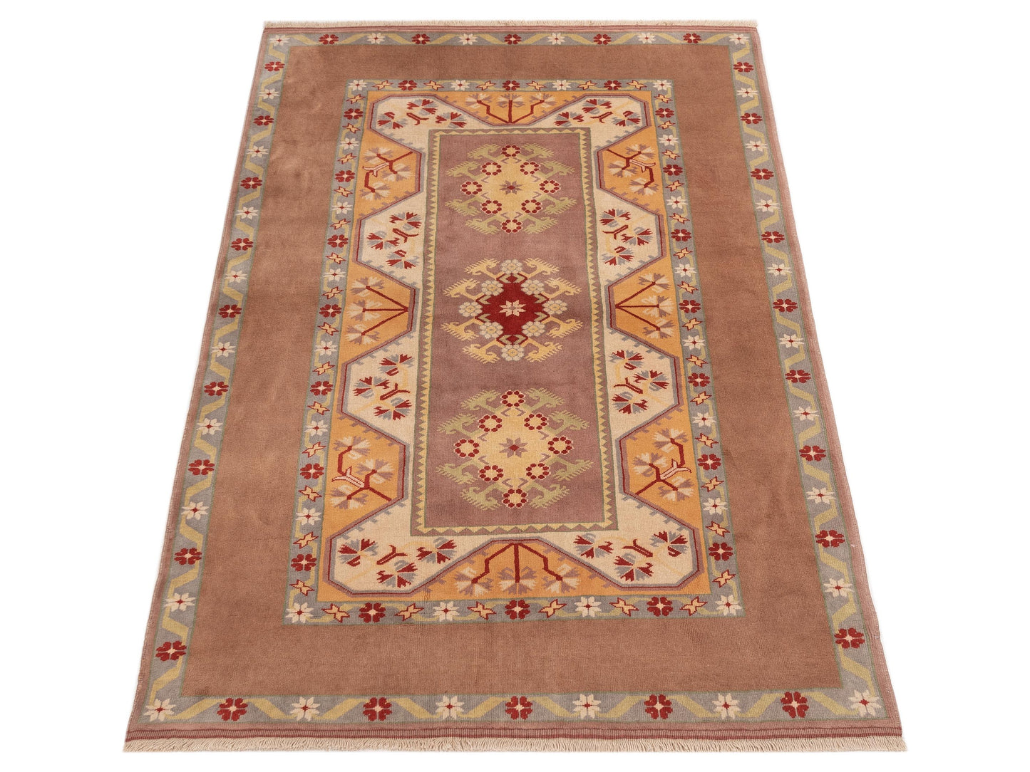 Milas 146203 Purple Brown 5.5x8.9 Hand Knotted Rug