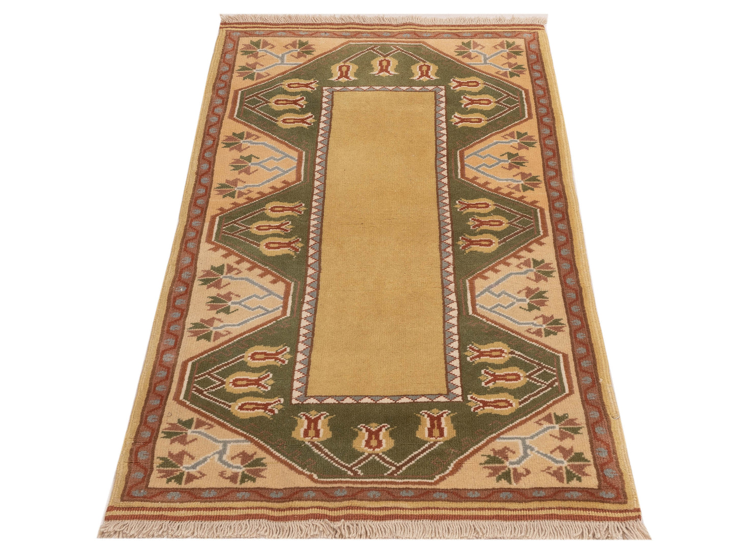 Milas 146205 Gold Green 2.9x5.1 Hand Knotted Rug