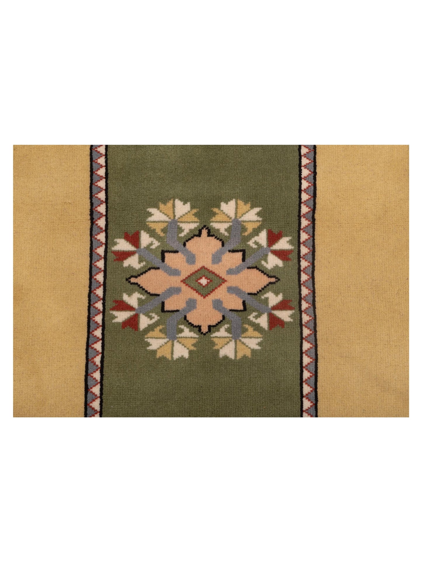 Milas 146206 Green Gold 2.9x9.5 Hand Knotted Rug