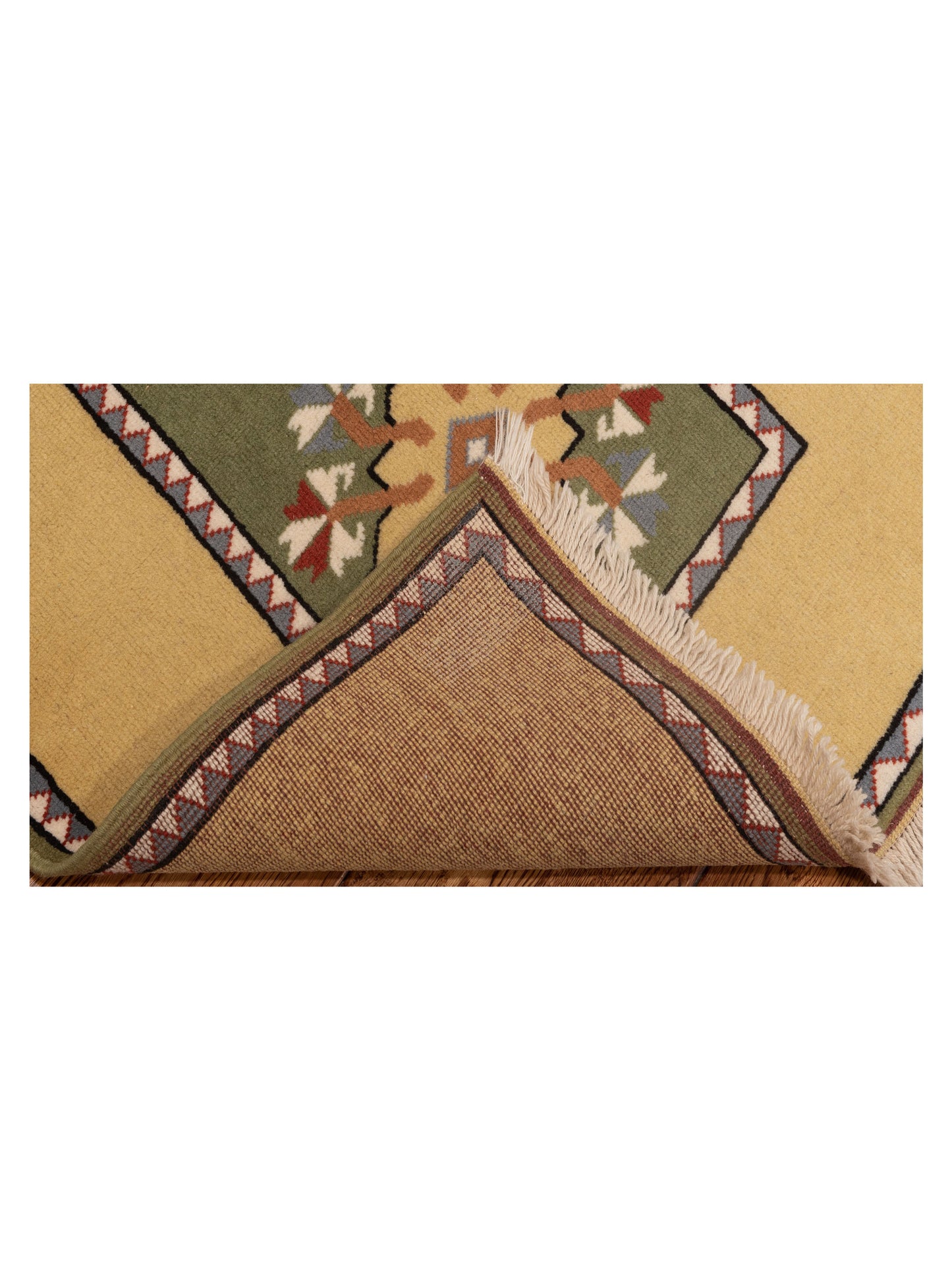 Milas 146206 Green Gold 2.9x9.5 Hand Knotted Rug
