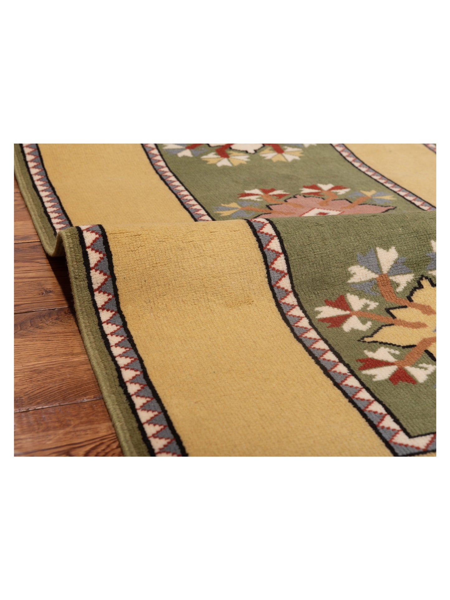 Milas 146206 Green Gold 2.9x9.5 Hand Knotted Rug