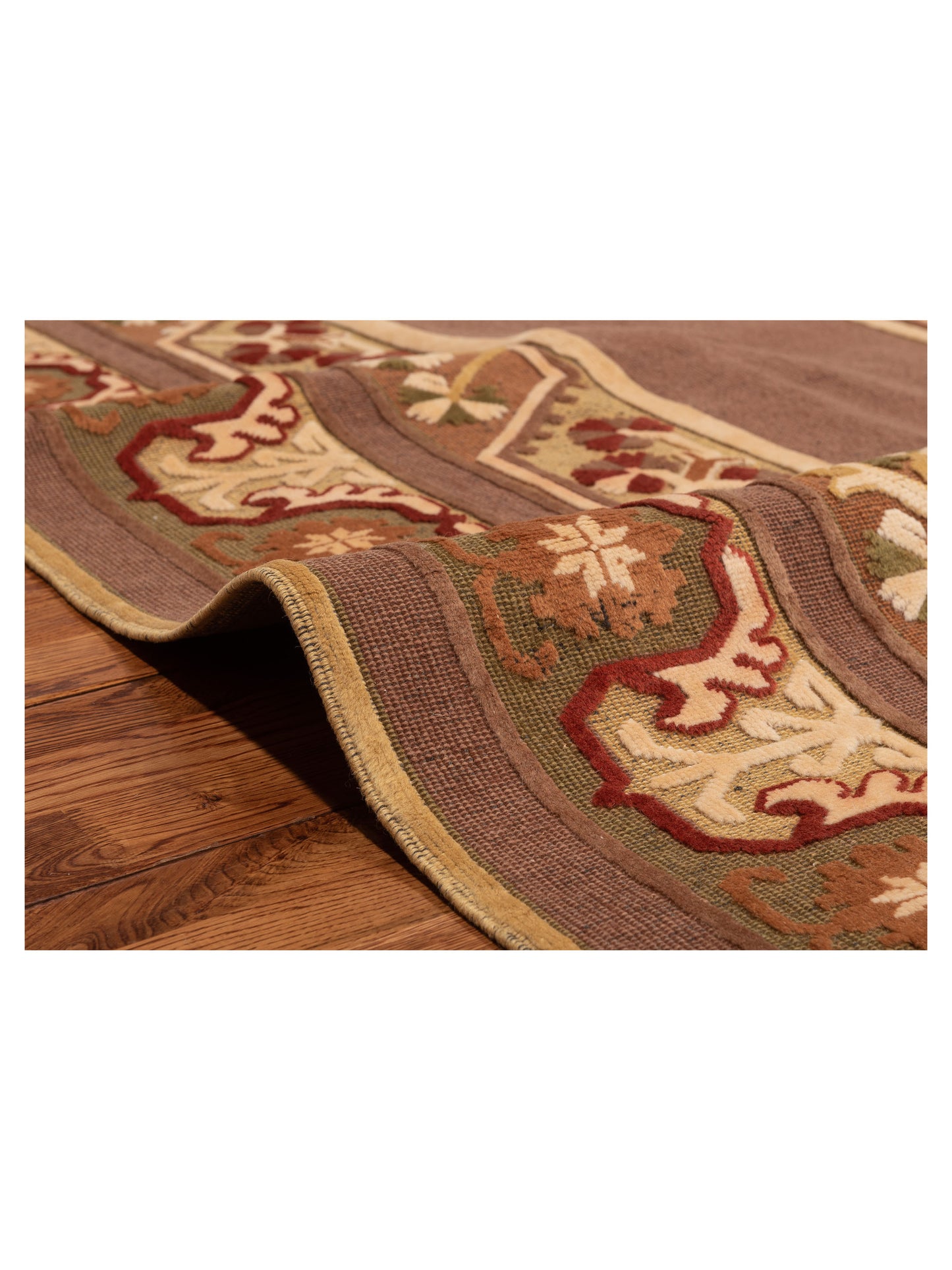 Milas 146213 Brown Green 5.3x8.3 Hand Knotted Rug