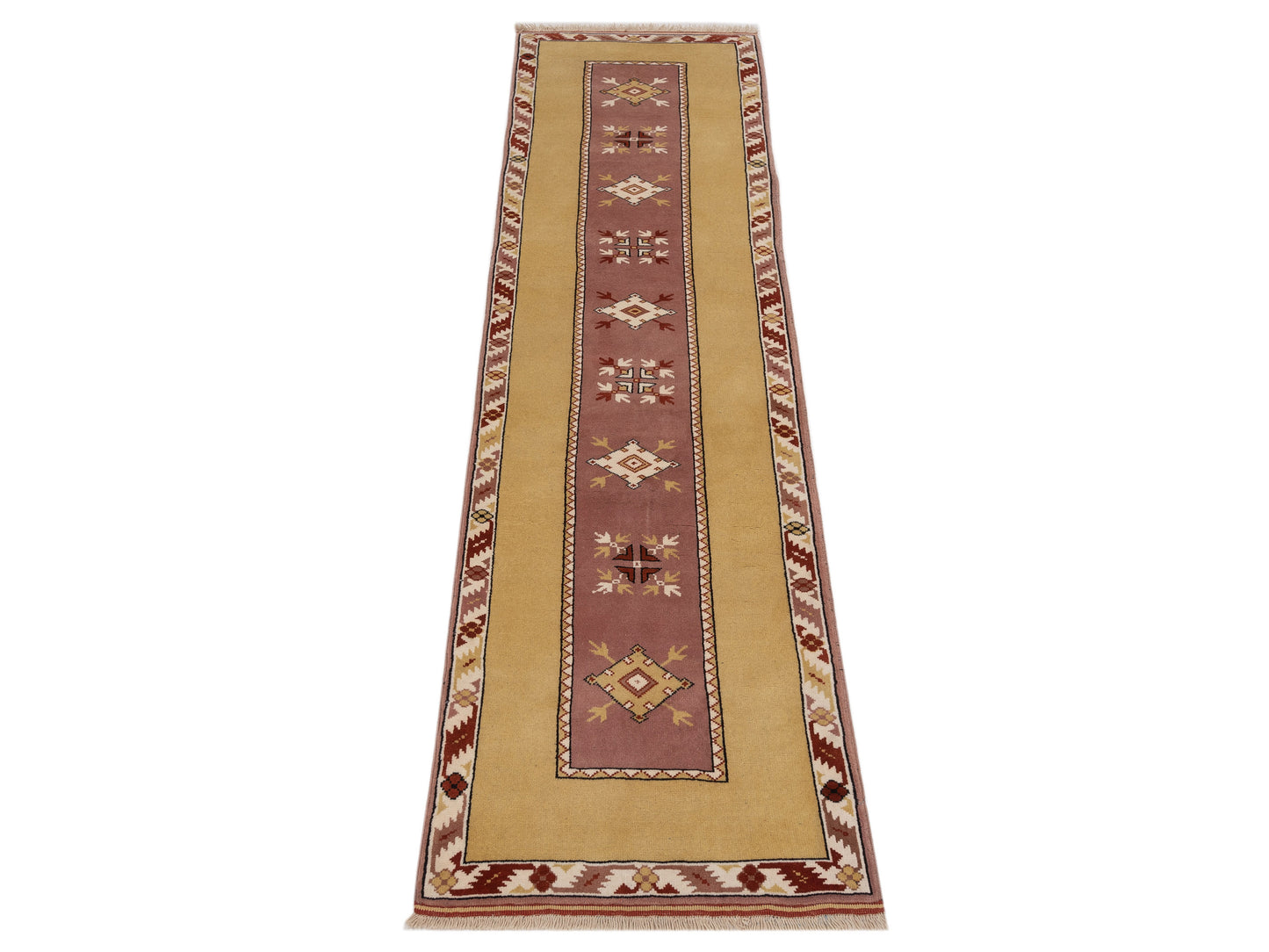 Milas 146216 Purple Gold 2.10x9.10 Hand Knotted Rug