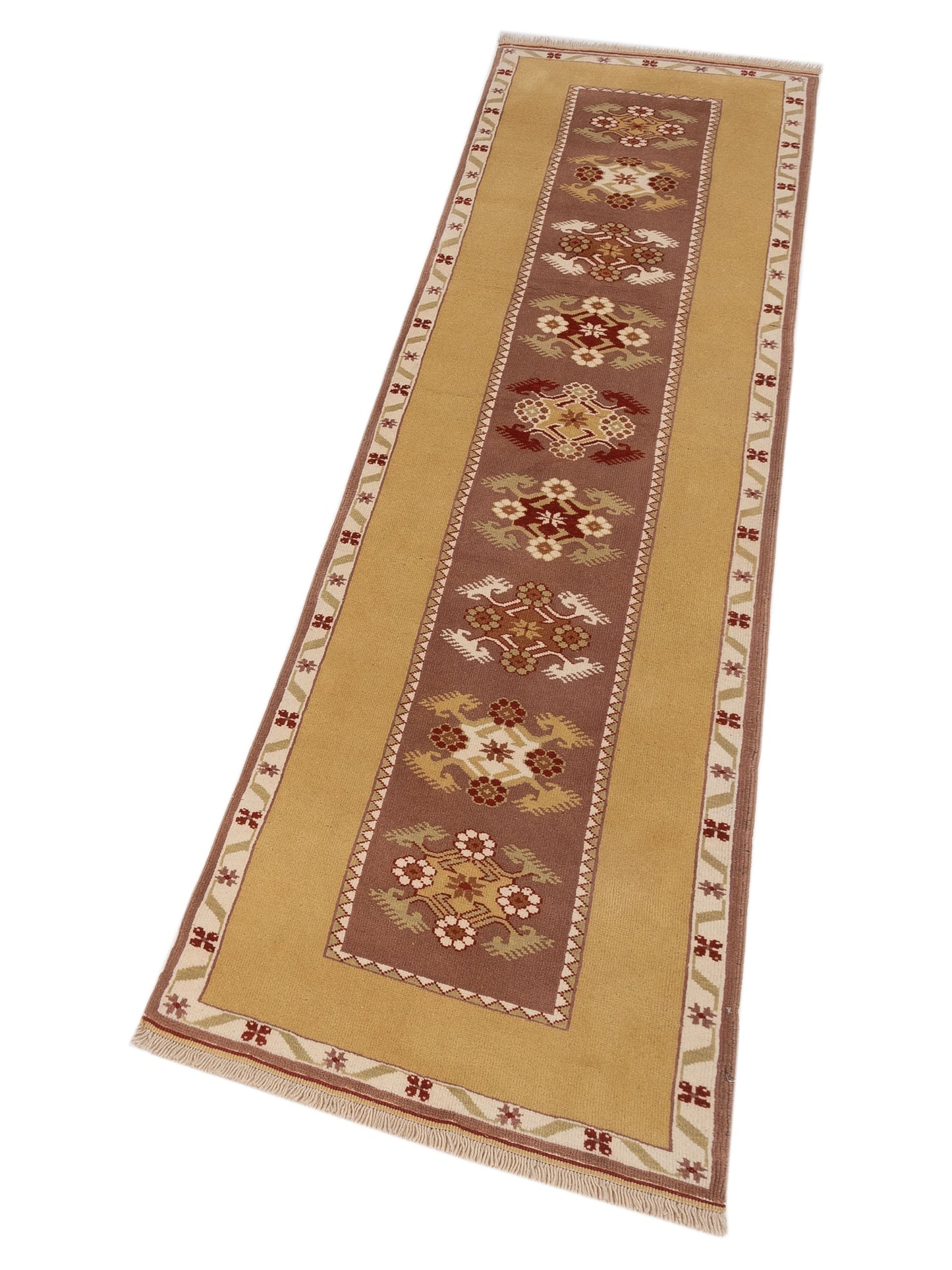 Milas 146220 Purple Gold 2.10x10.2 Hand Knotted Rug