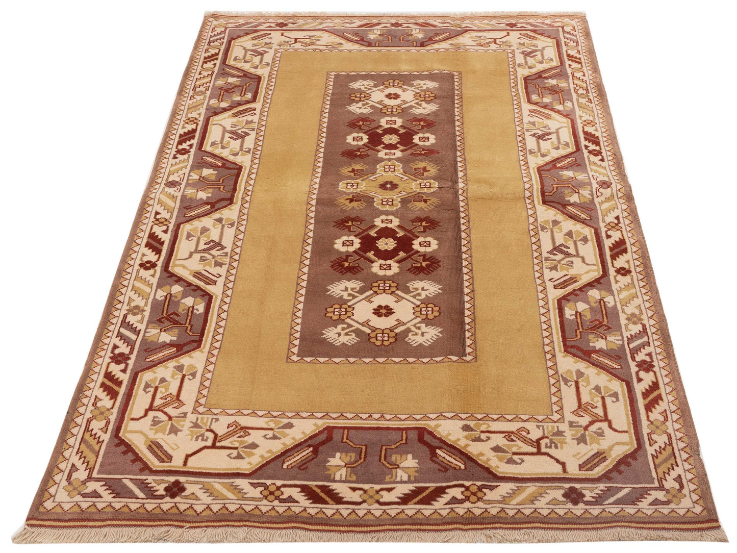 Milas 146221 Purple Ivory 5.6x8.4 Hand Knotted Rug