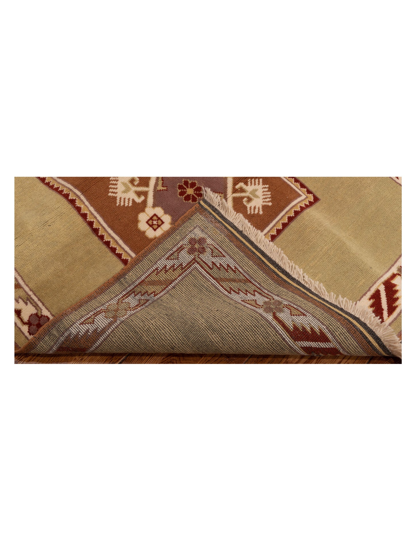 Milas 146222 Brown Gold 3.9x9 Hand Knotted Rug