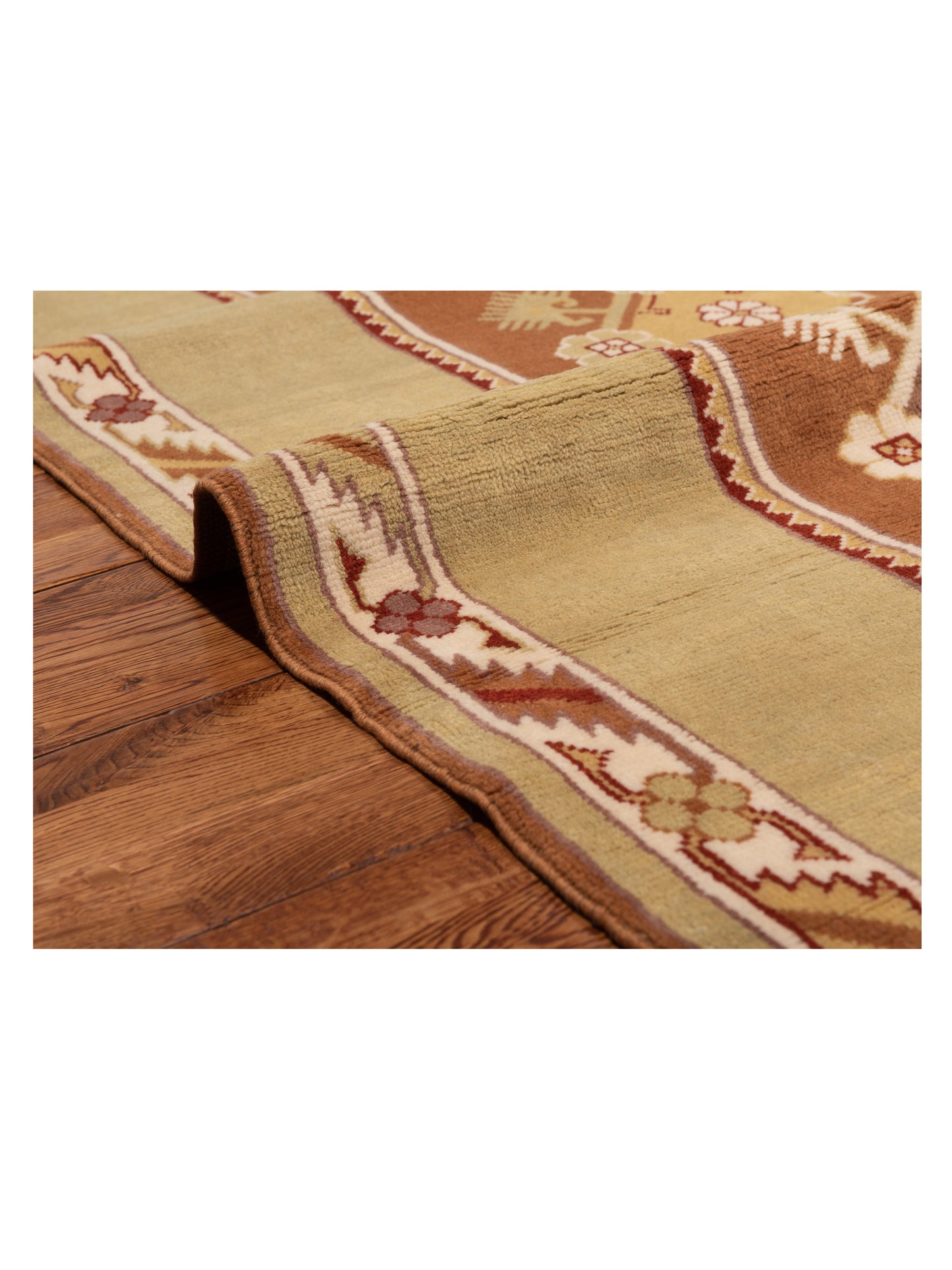 Milas 146222 Brown Gold 3.9x9 Hand Knotted Rug