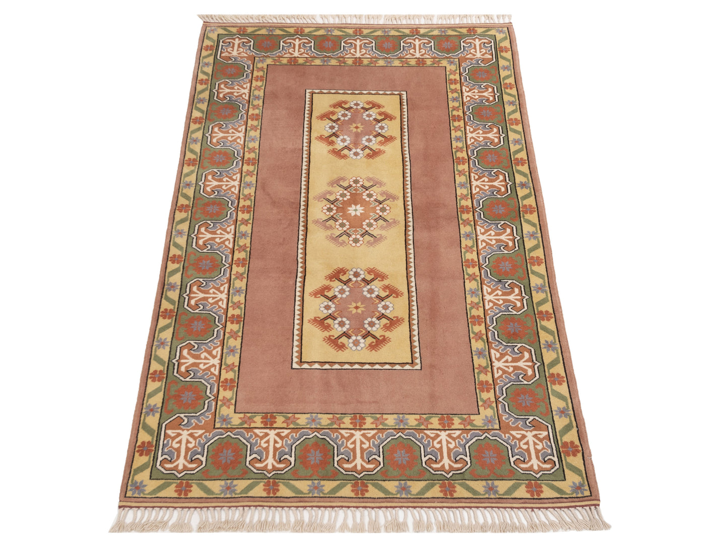 Milas 146225 Brown Green 5.2x8.3 Hand Knotted Rug