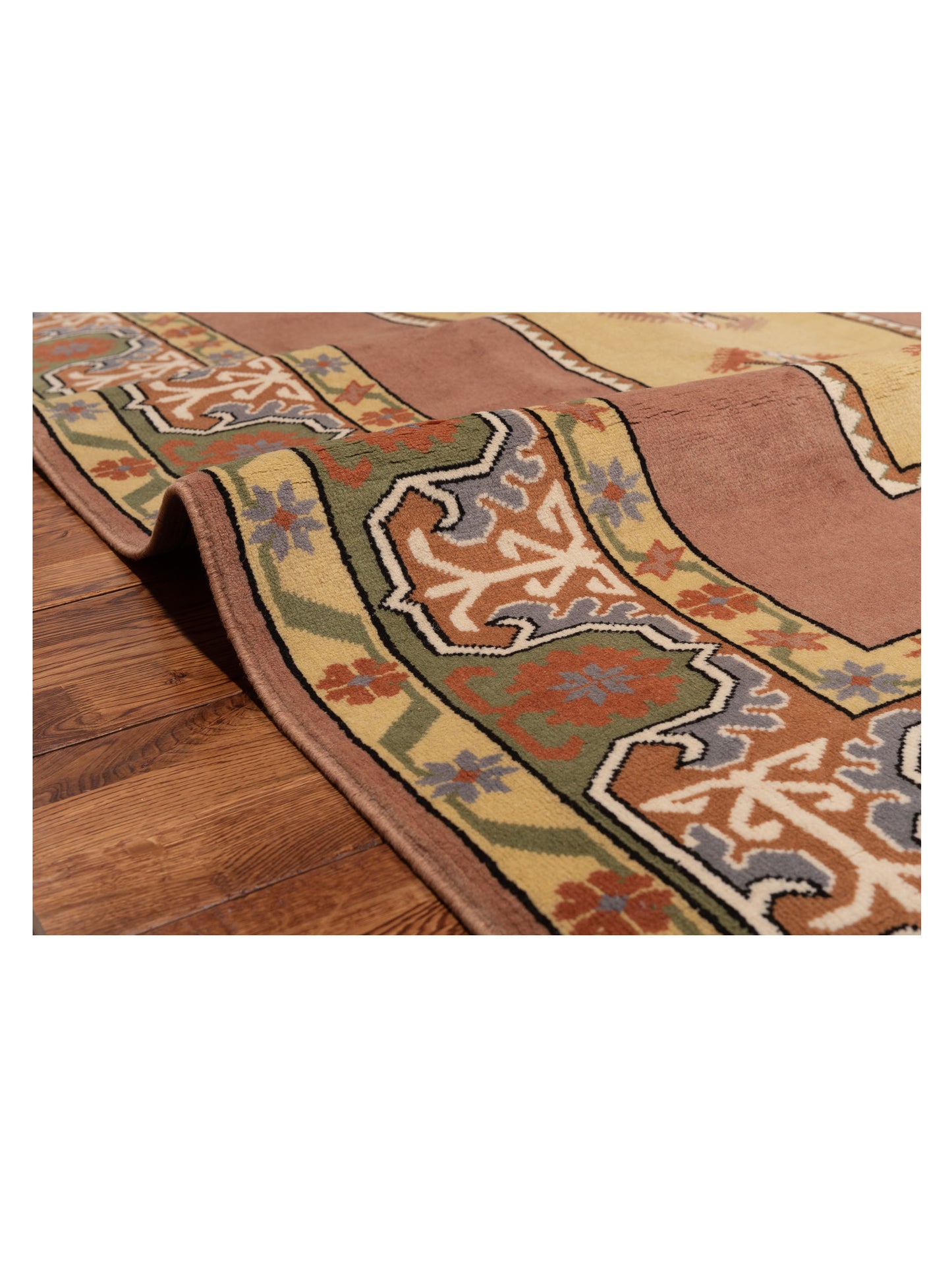 Milas 146225 Brown Green 5.2x8.3 Hand Knotted Rug