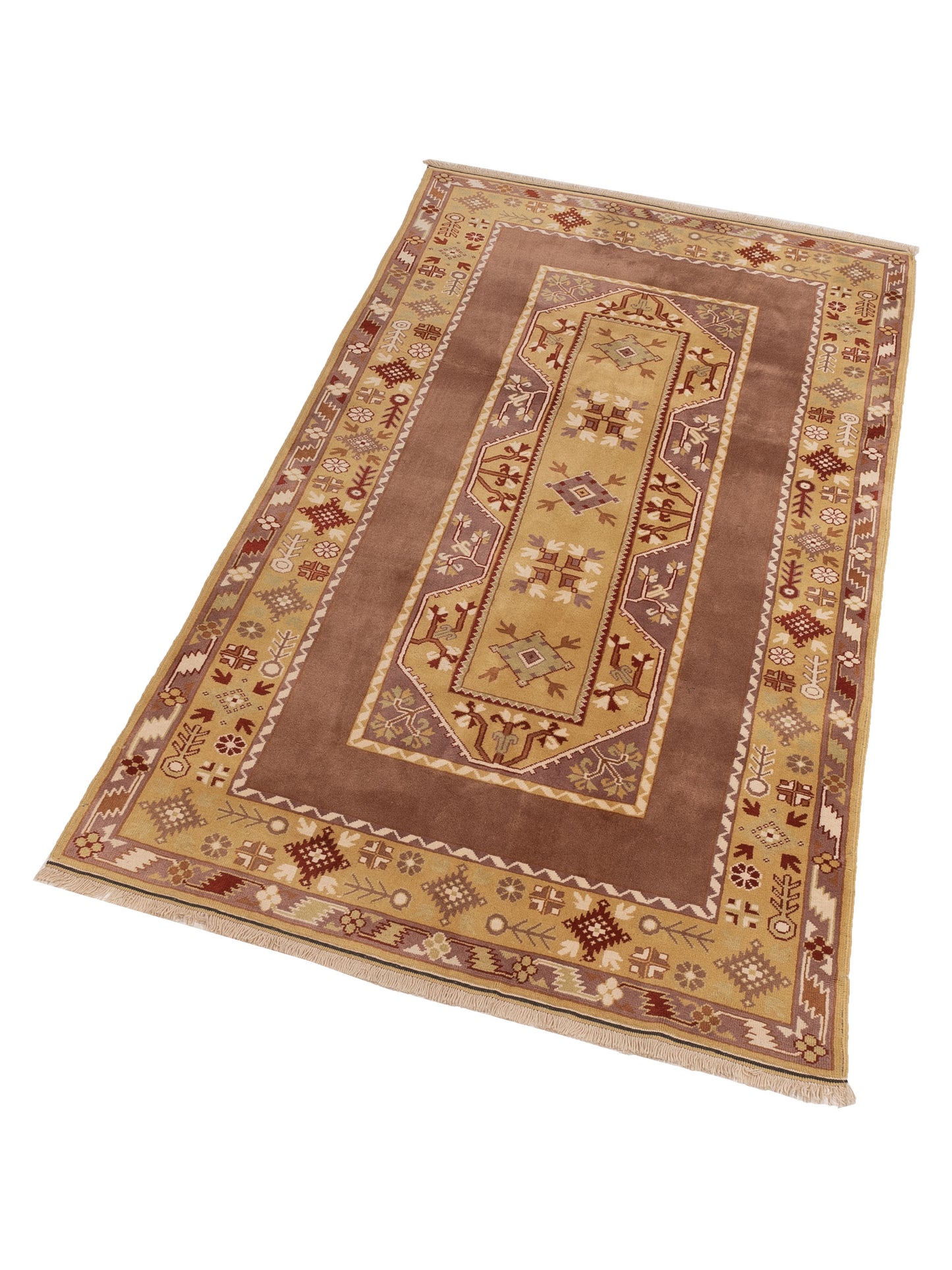 Milas 146229 Brown Gold 5.3x9.9 Hand Knotted Rug