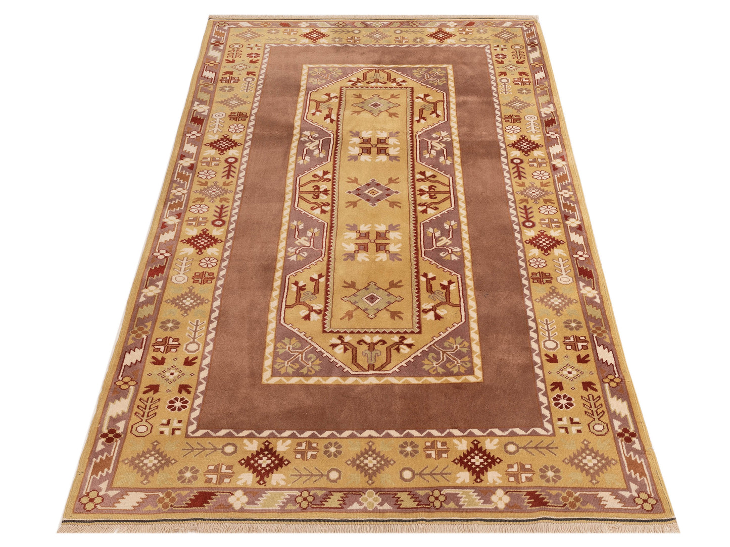 Milas 146229 Brown Gold 5.3x9.9 Hand Knotted Rug