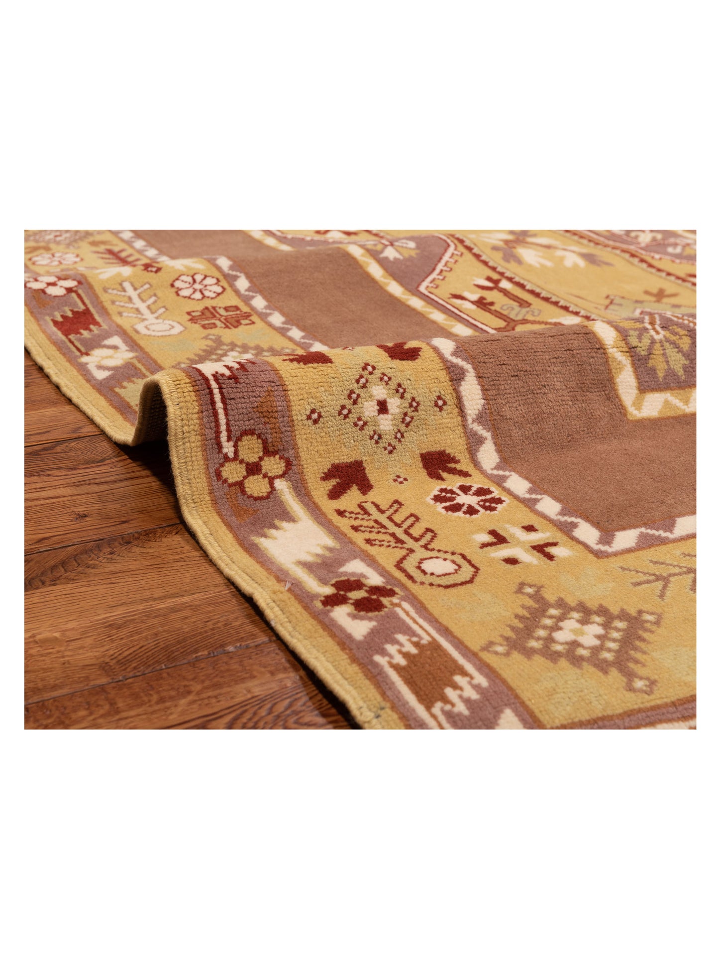 Milas 146229 Brown Gold 5.3x9.9 Hand Knotted Rug
