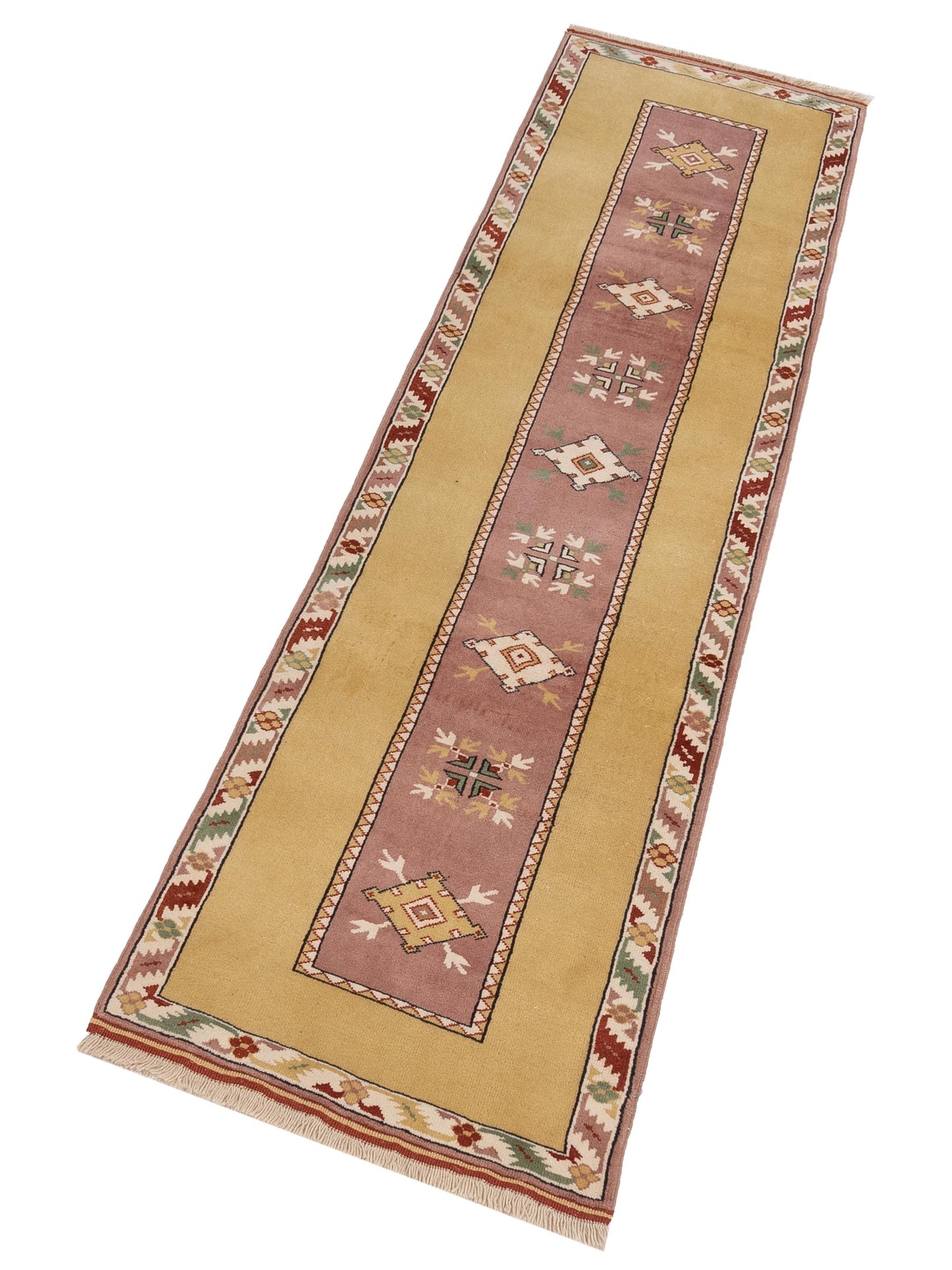 Milas 146232 Purple Gold 2.10x10 Hand Knotted Rug