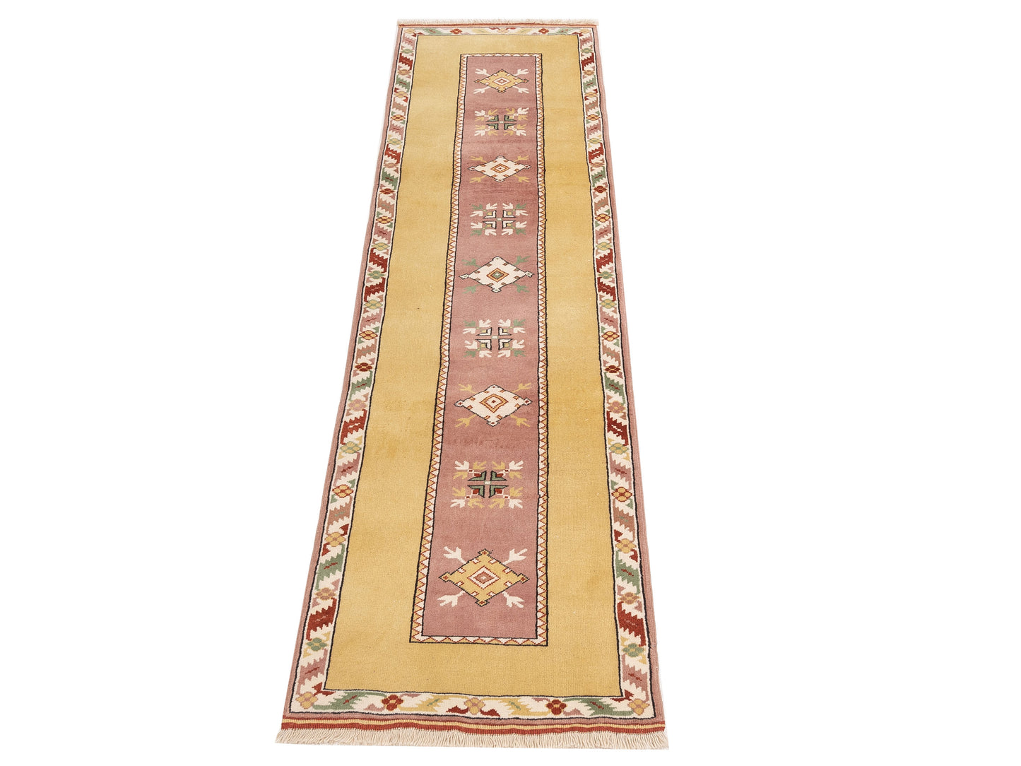 Milas 146232 Purple Gold 2.10x10 Hand Knotted Rug