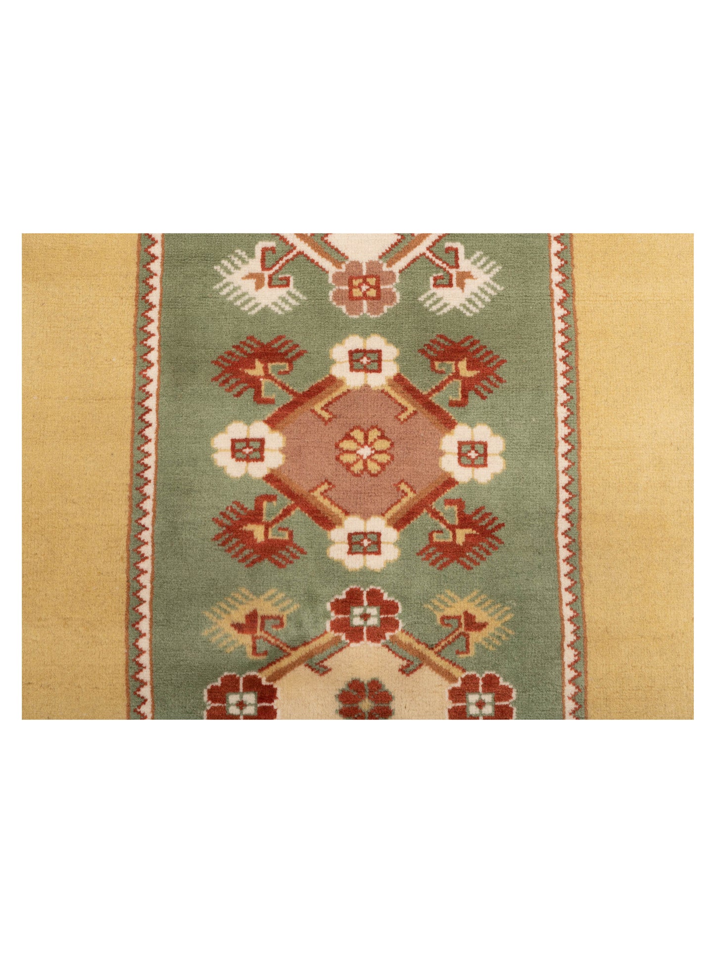 Milas 146235 Green Gold 4x6.10 Hand Knotted Rug
